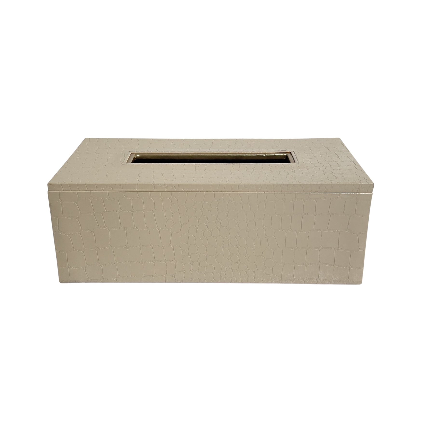 Leather Tissue box - Croco Cream