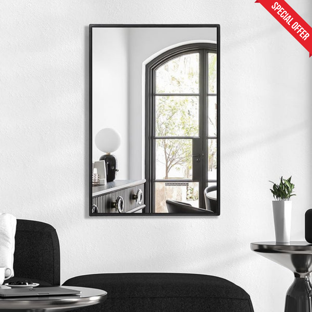 Rectangular Black Mirror in Metal Frame