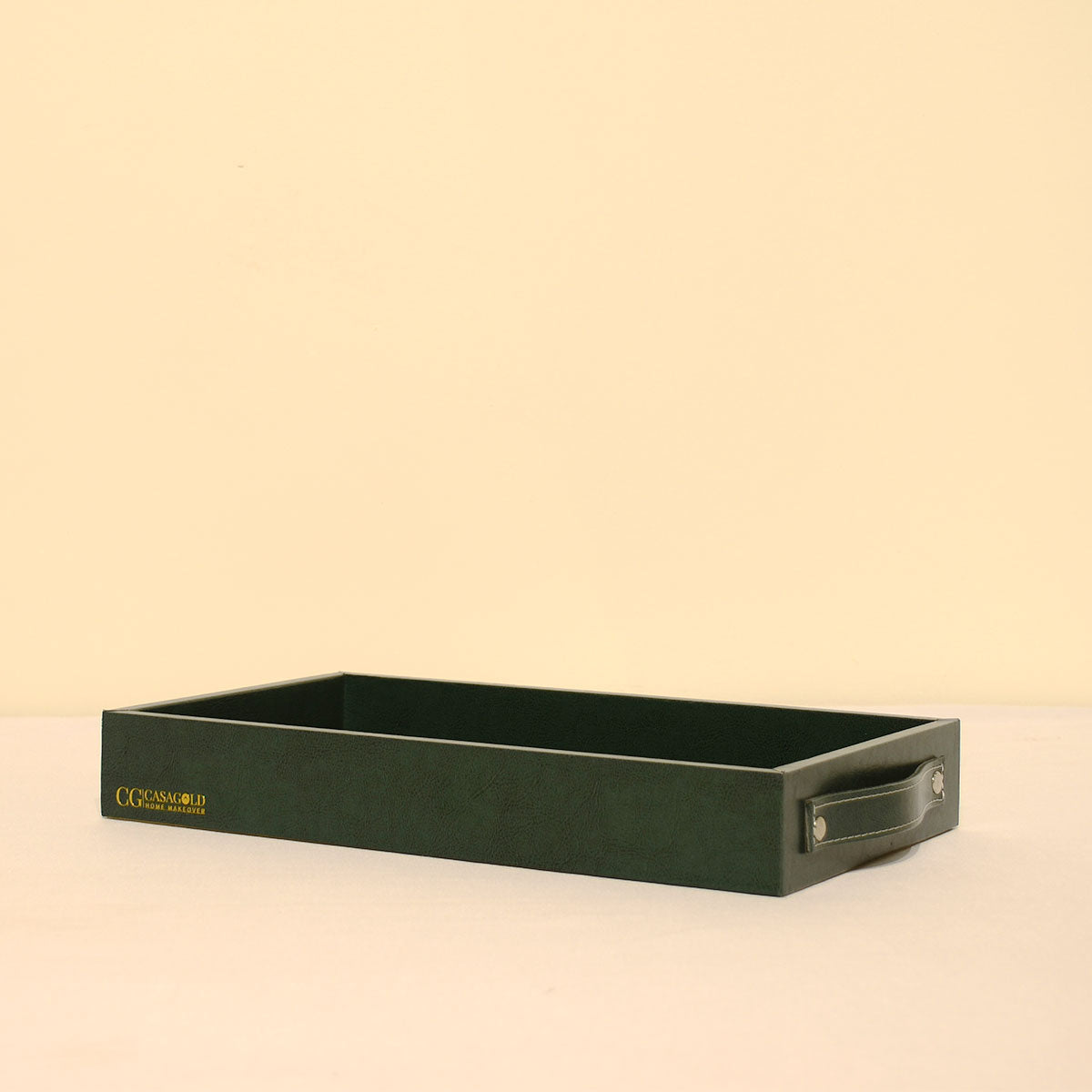 Leather tray with Tissue box Green
