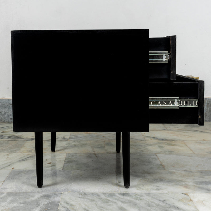 Marvin Chevron Inlay Nightstand - Black