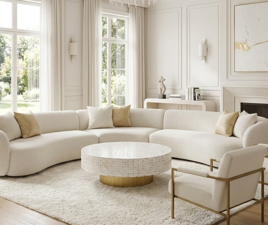 Bone Inlay Round Coffee Table- Axis Flair