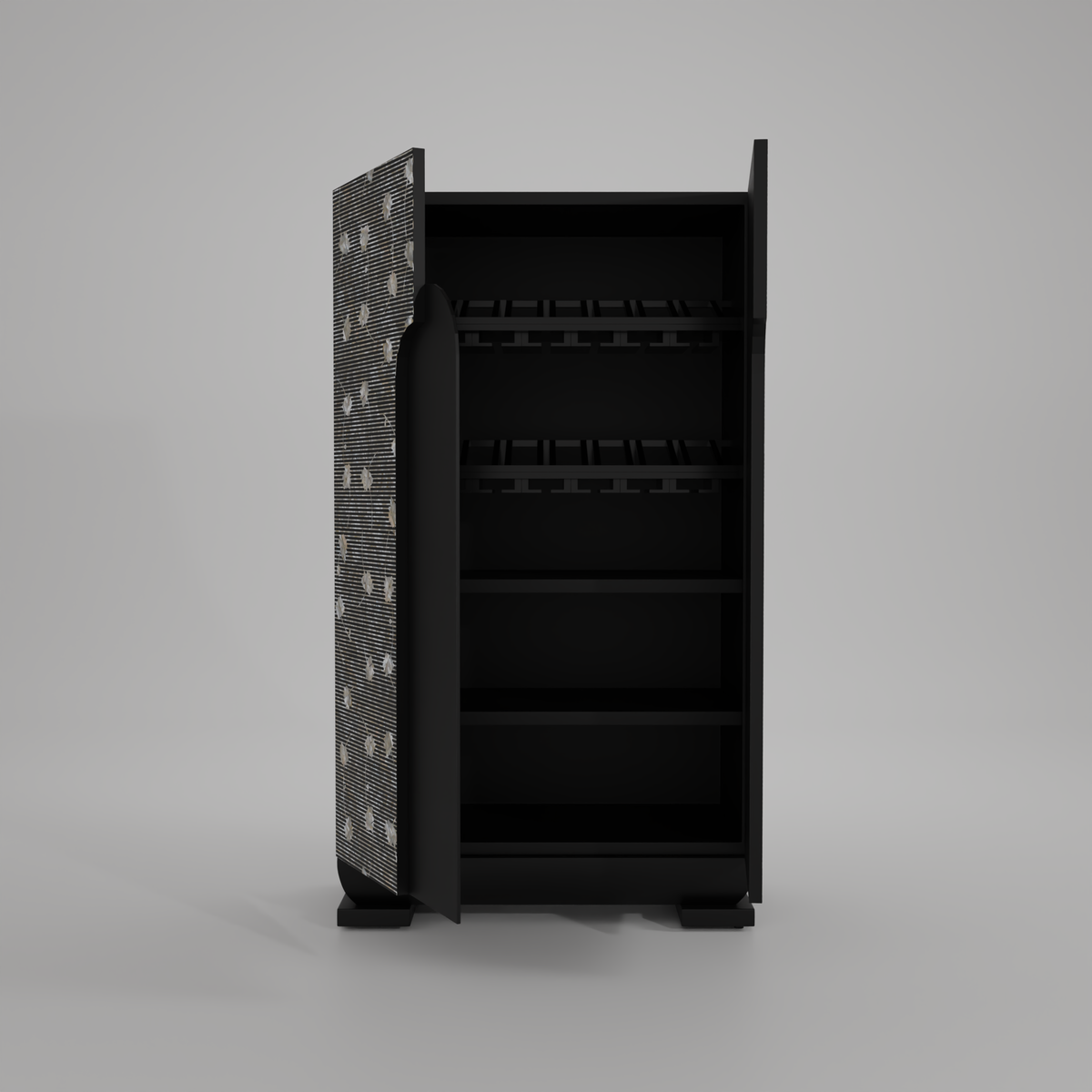 Midnight Blossom Bar Cabinet