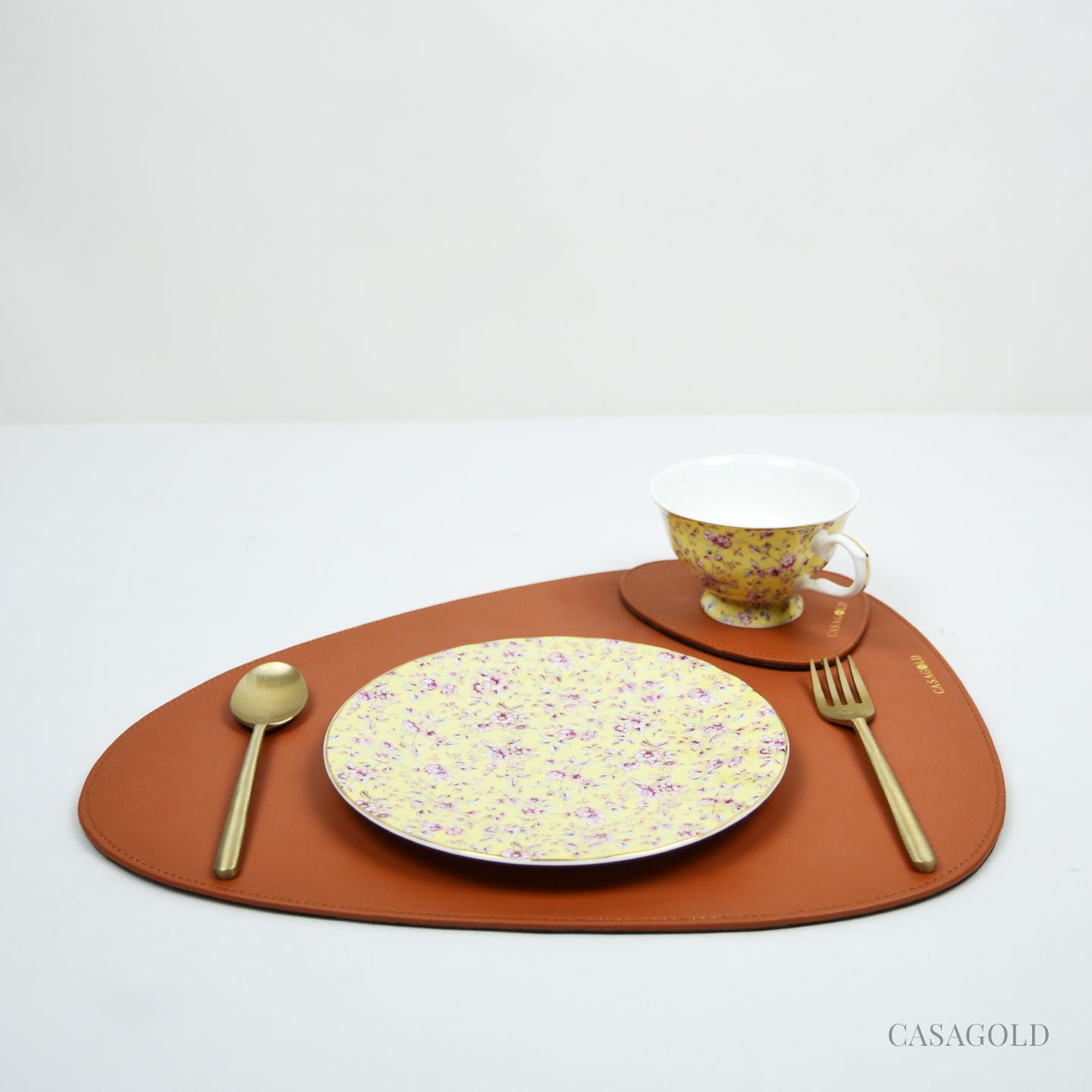 Brown & Black Leather Placemat & Coaster