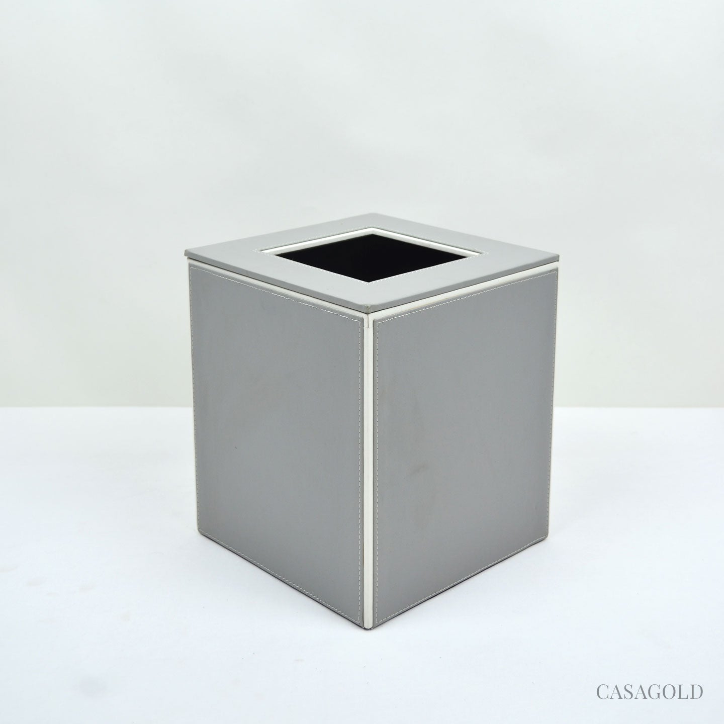 Leather Dustbin - Grey