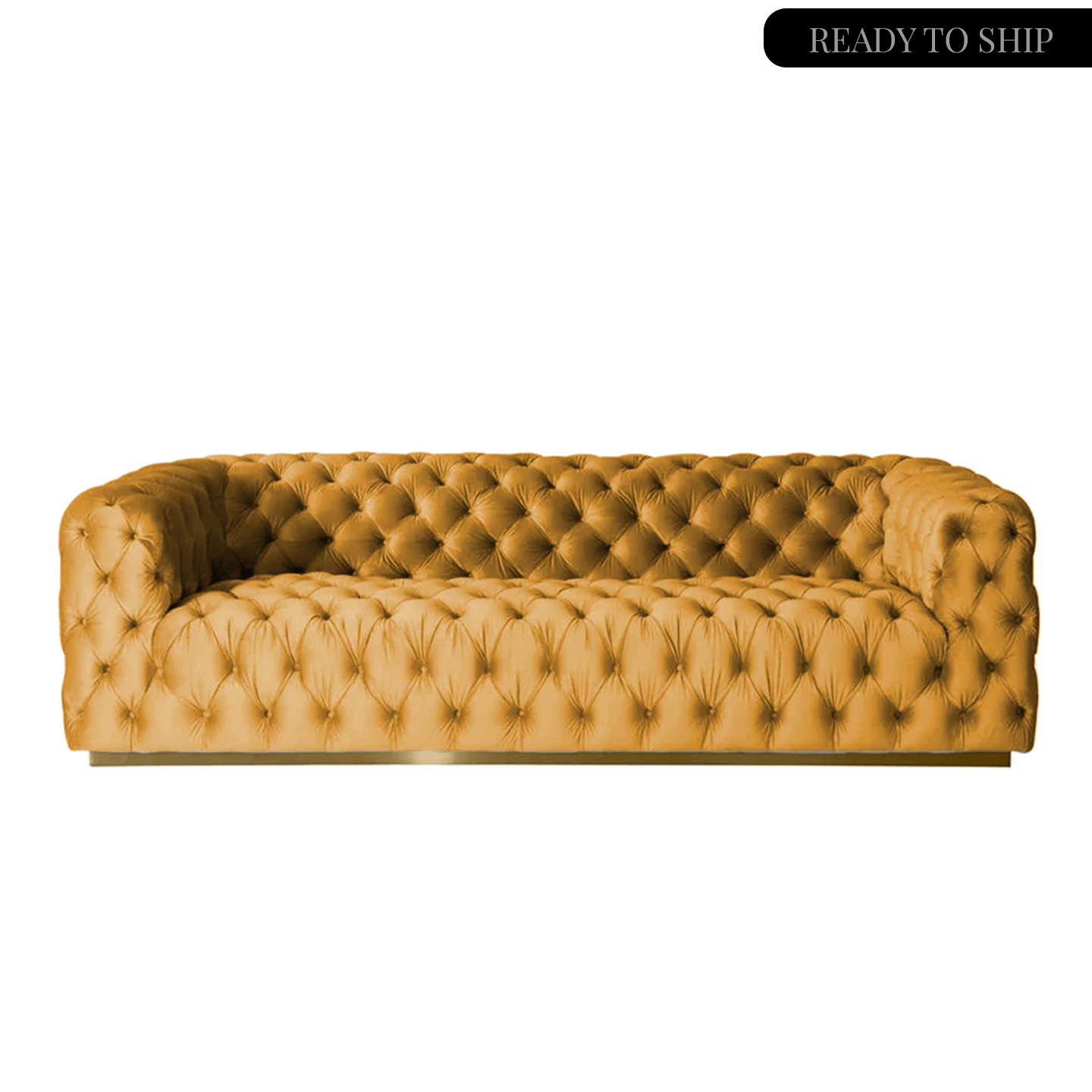 Leatherette Chesterfield Sofa in Tan