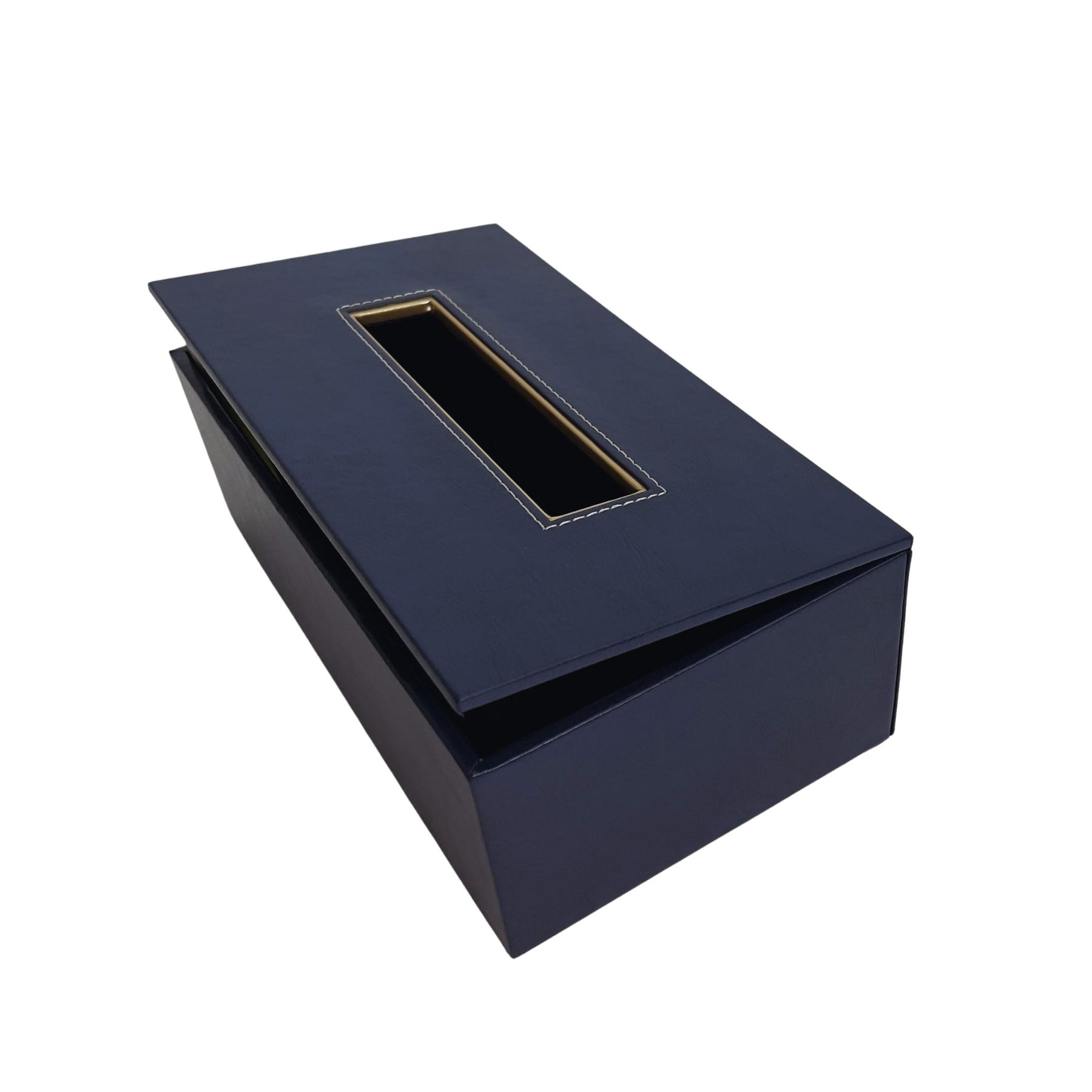 Leather Tissue box - Ink Blue