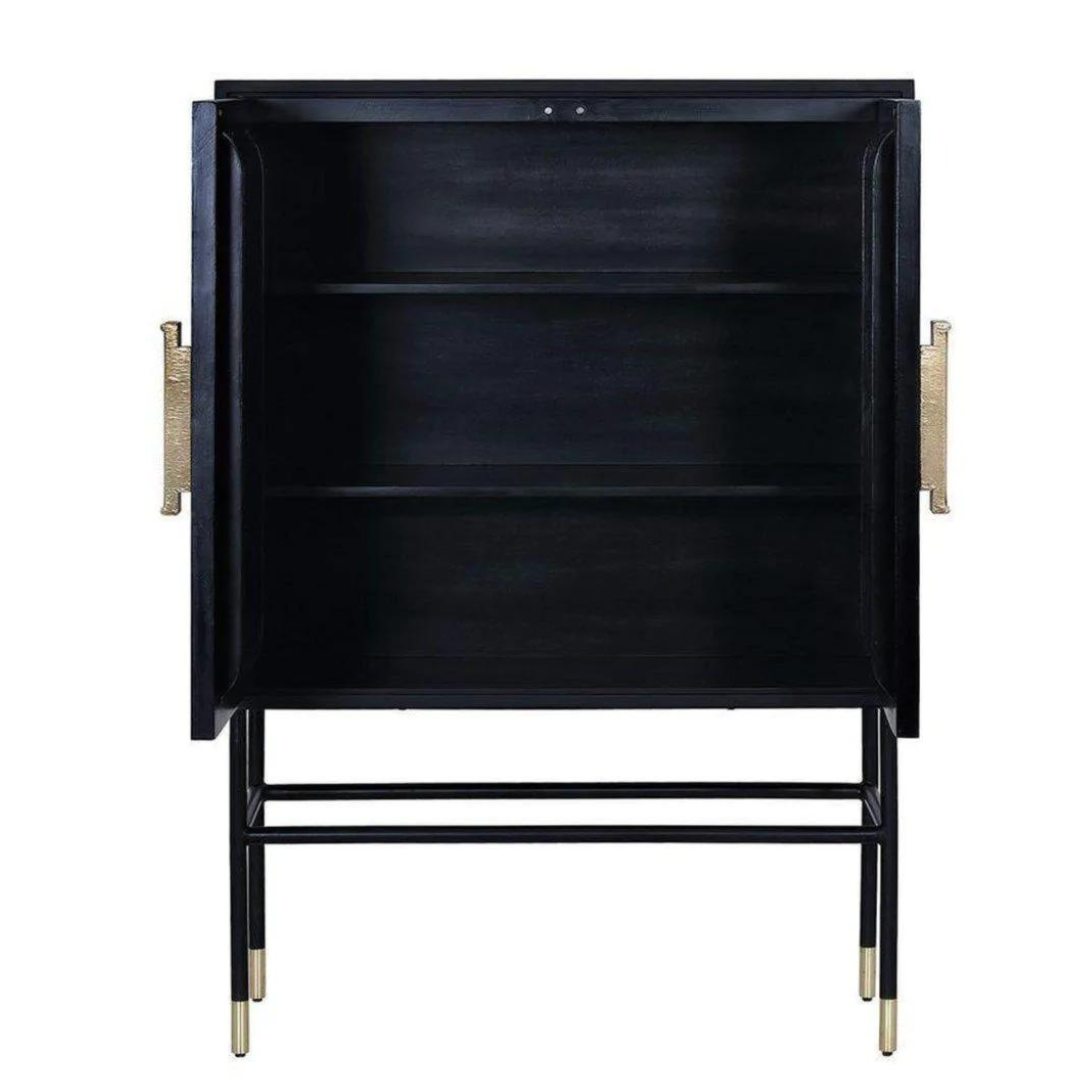 Kingsley Bone Inlay Bar Cabinet - Black