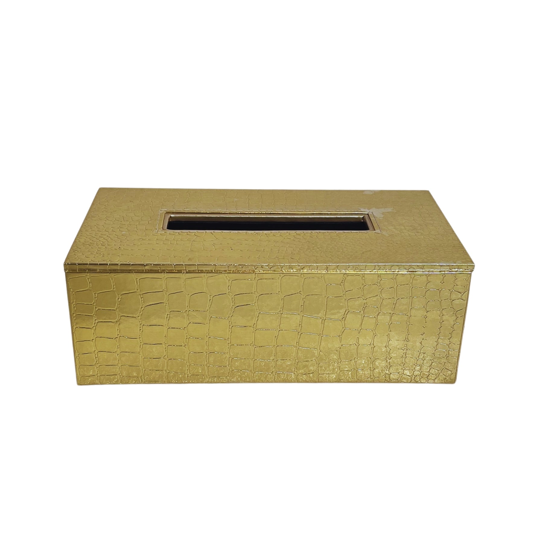 Leather Tissue box - Gold Croco