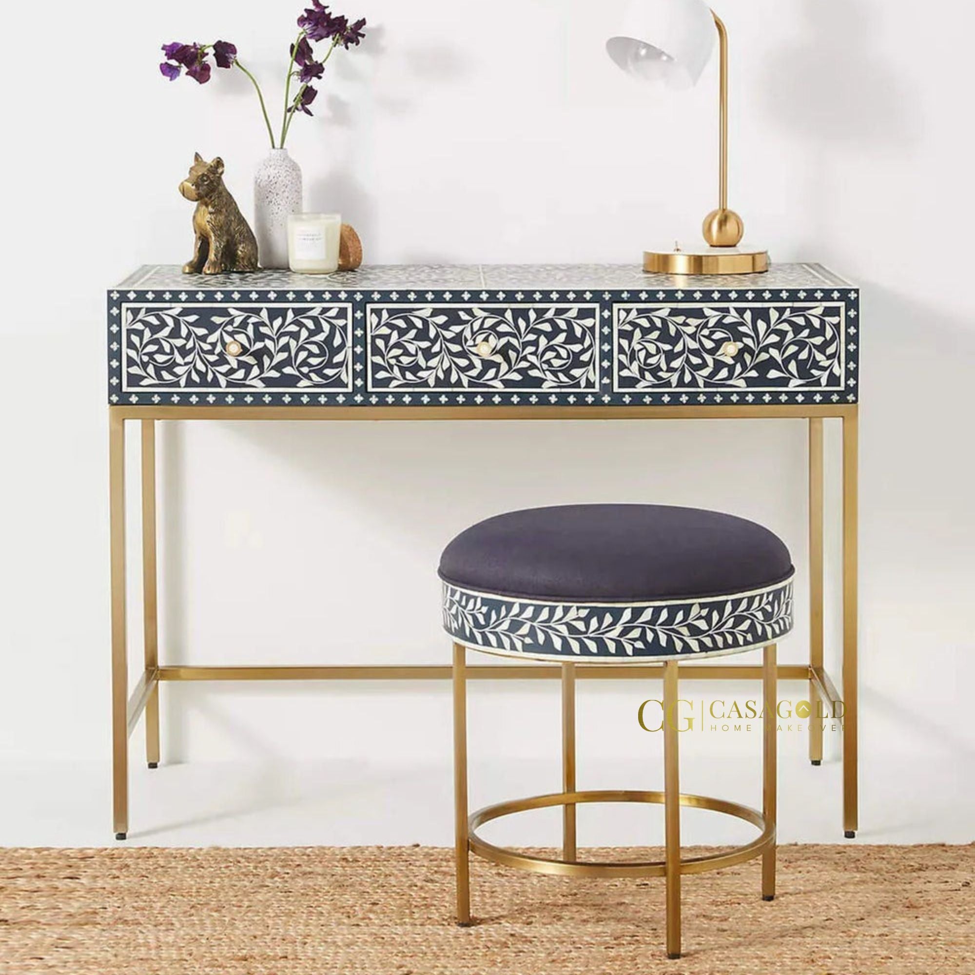 Cleo Inlay Entryway Console - Blue