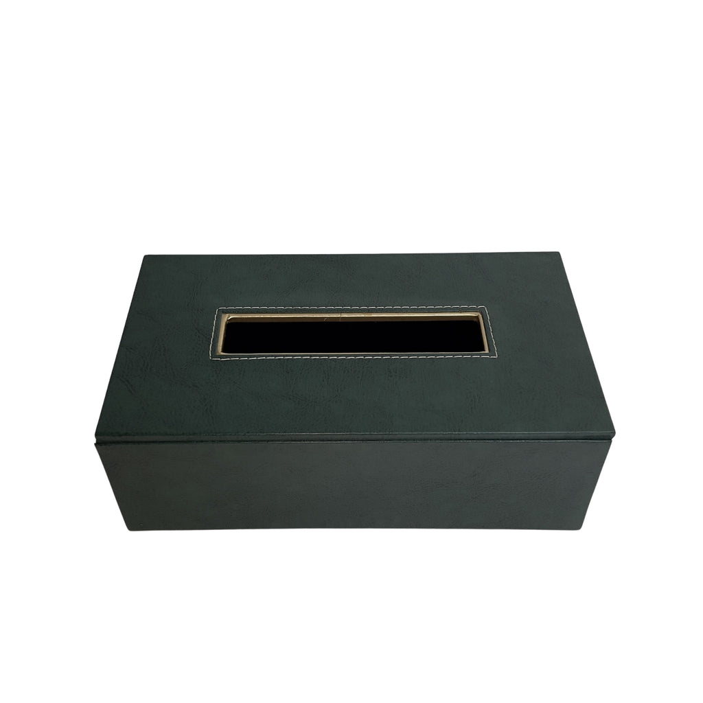 Leather Tissue box - Green