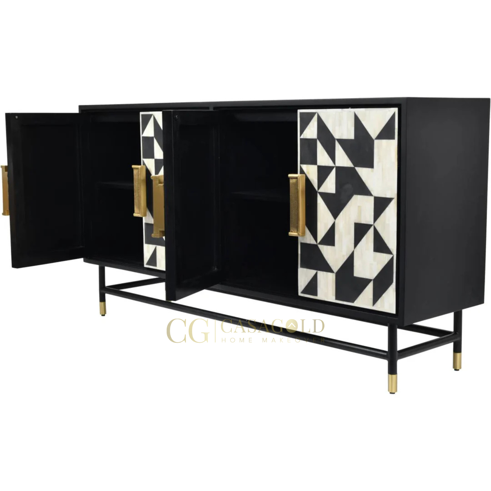 Kingsley Inlay Geometric Pattern Sideboard - Black