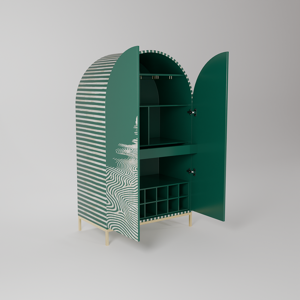Verdant Wave Bar Cabinet
