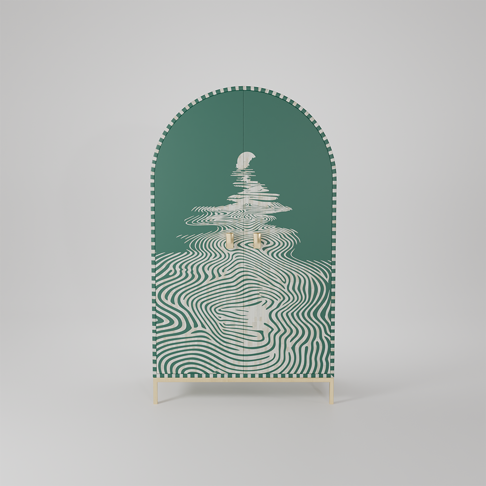 Verdant Wave Bar Cabinet