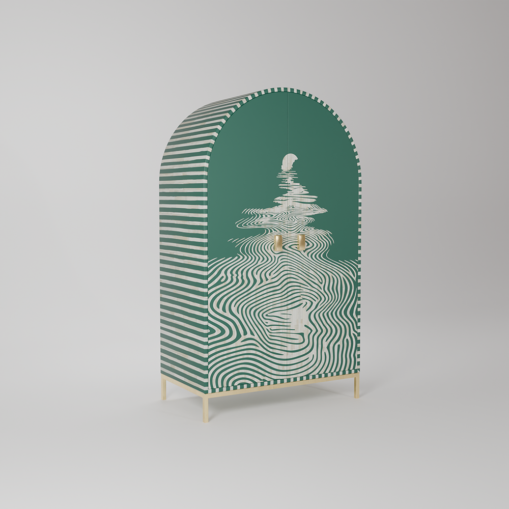 Verdant Wave Bar Cabinet