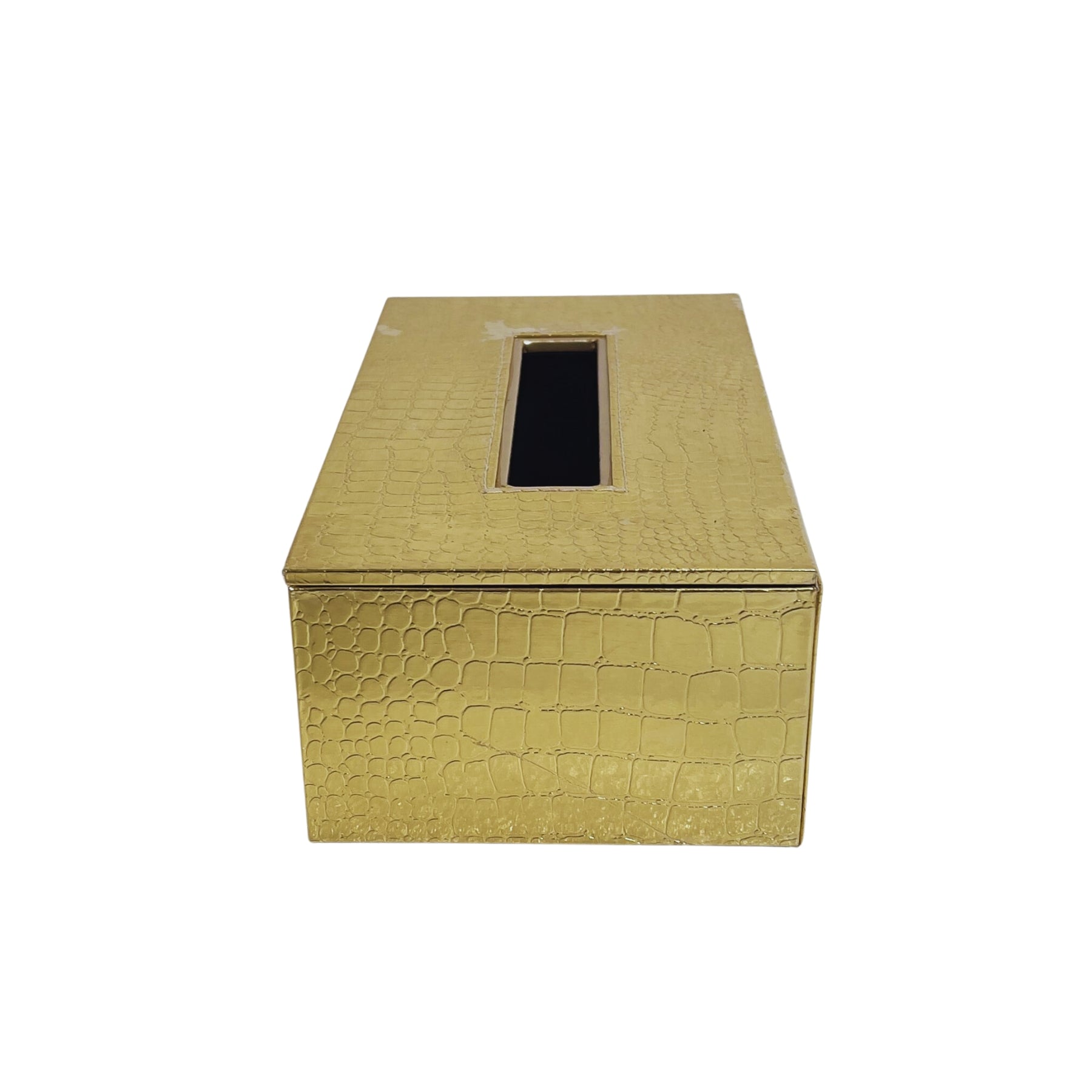 Leather Tissue box - Gold Croco