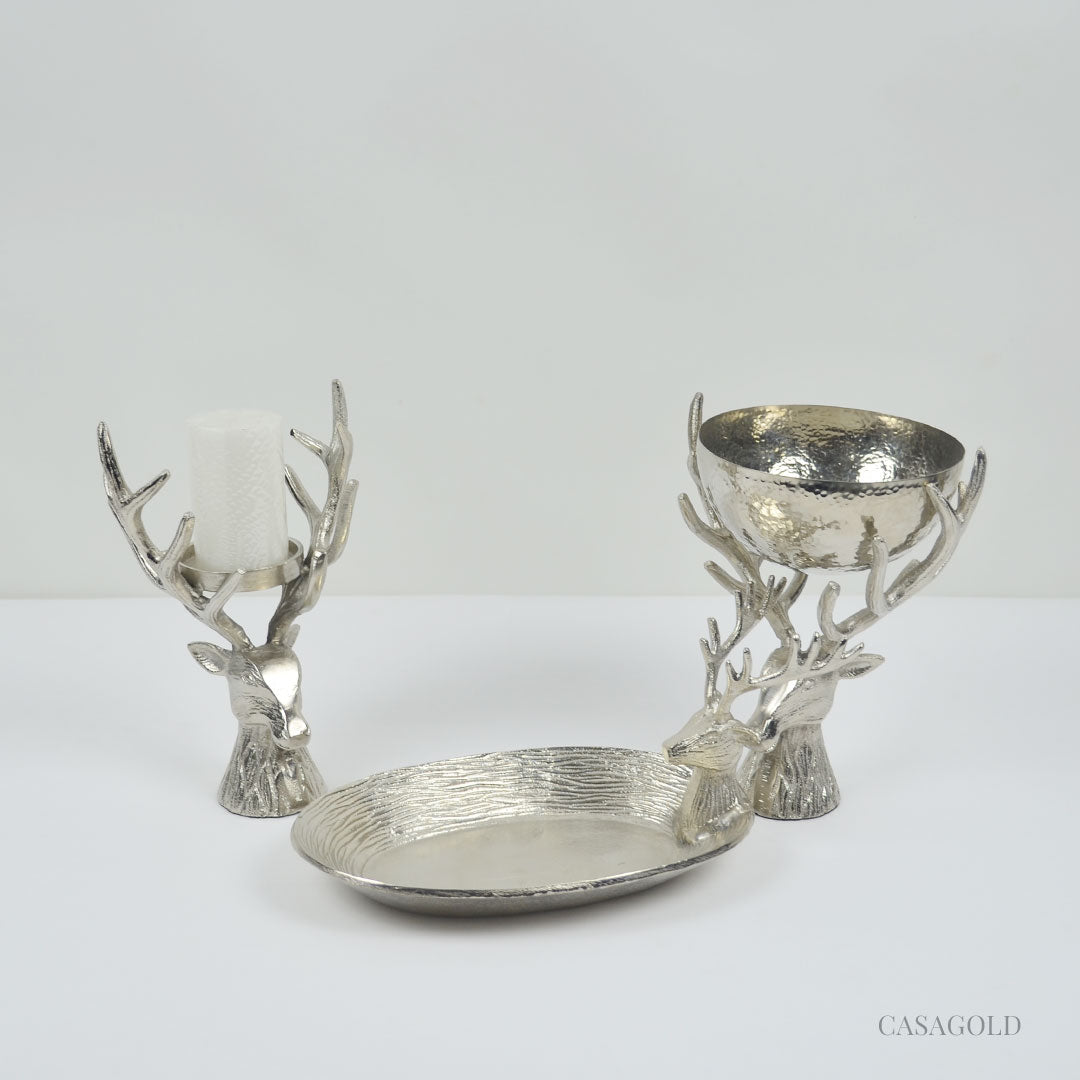 Oval Tray with Antler-Inspired Handles