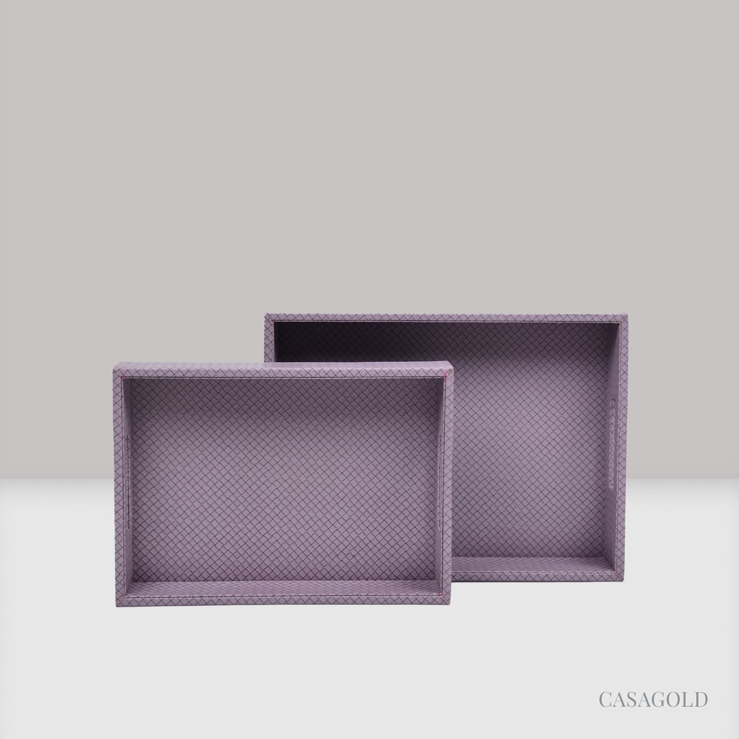 Lavender Leather Tray - Set of 2