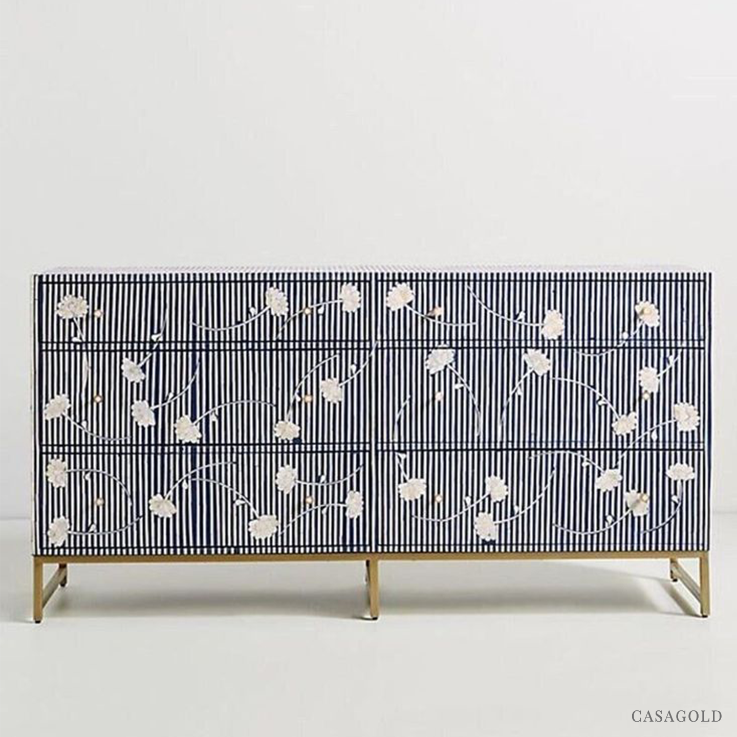 Floral Inlay Cabinet - Blossom Stripe