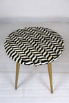 Three leg inlay with Gold Legs Side Table