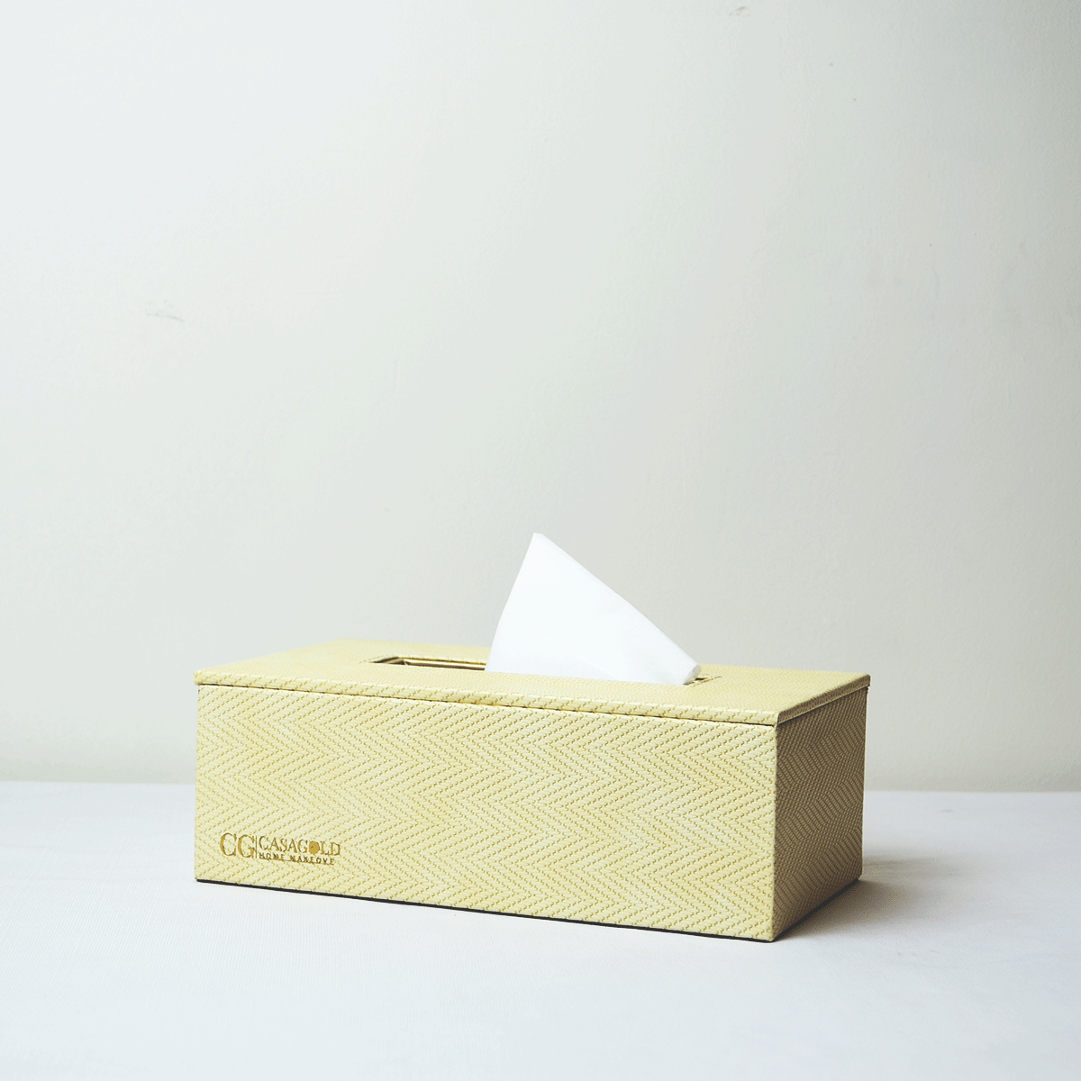 Leather Tissue box - Twill Cream