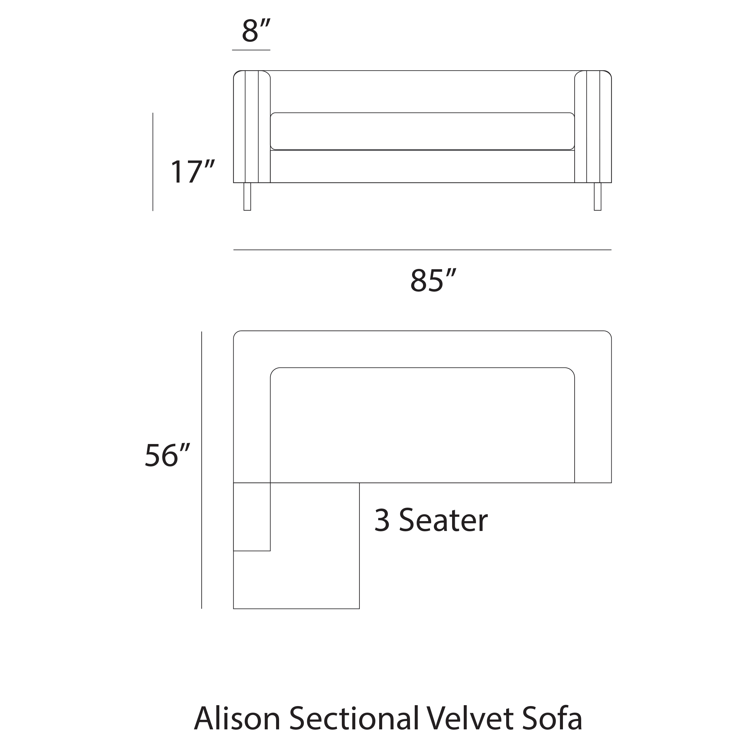 Alison Sectional Velvet Sofa
