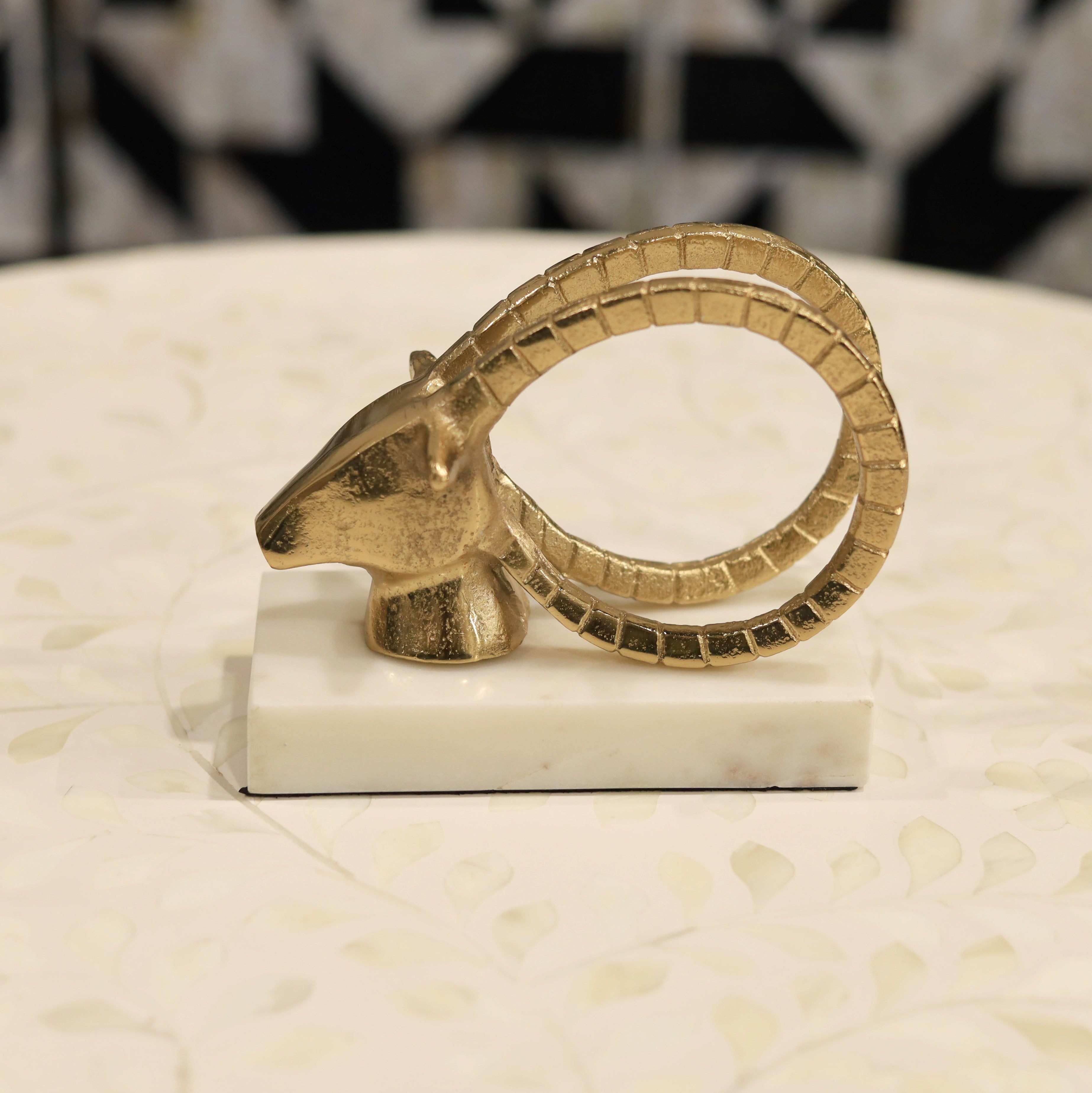 Antique Brass ibex Figurine for Table Display	