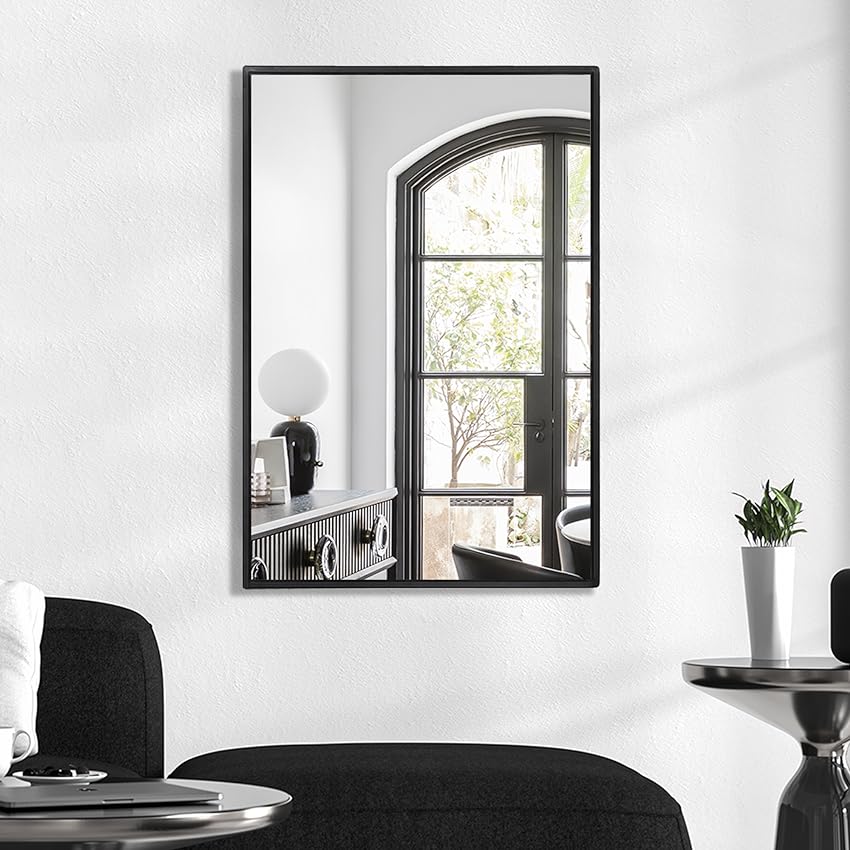 Antique Rectangle Black metal  Frame Glass Mirror	