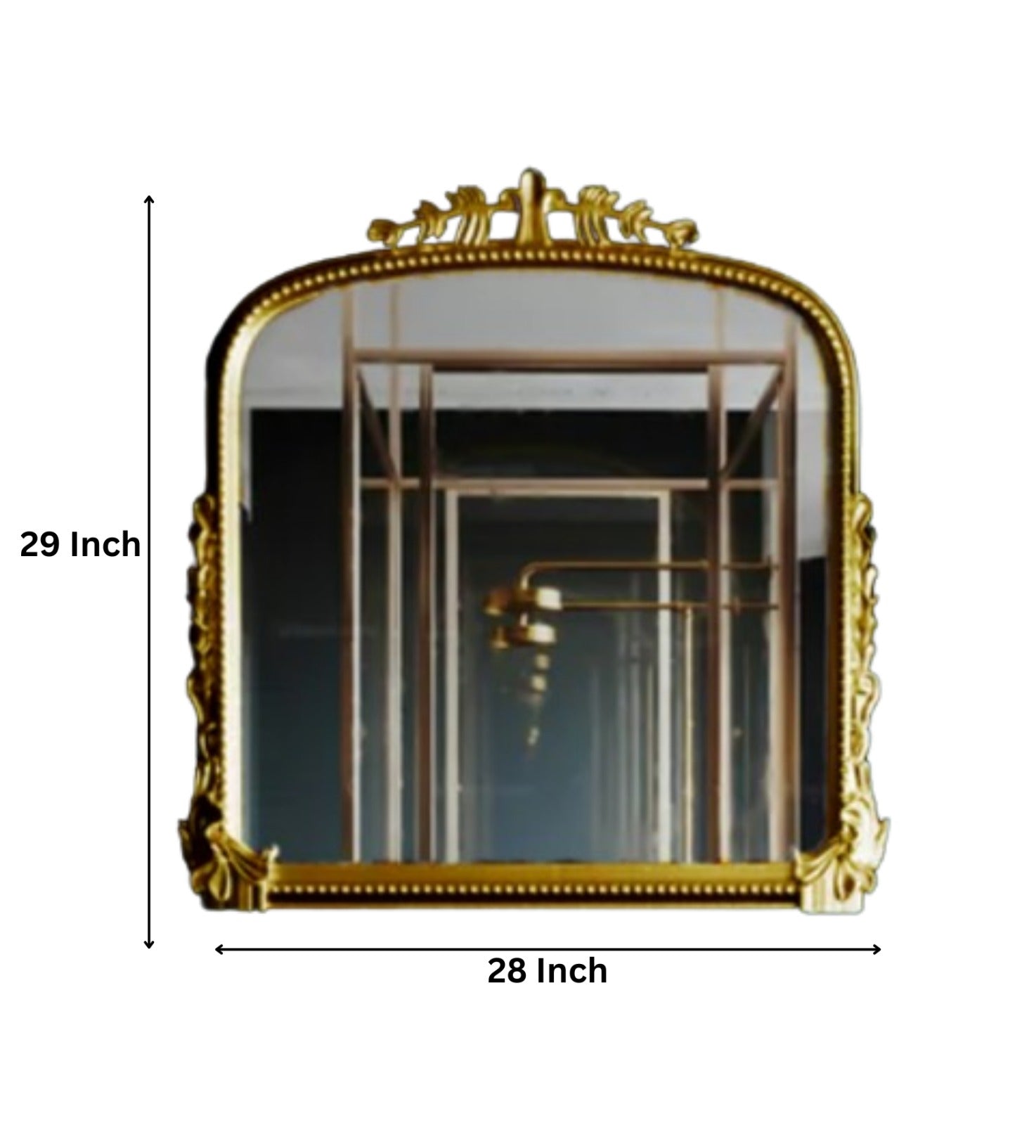 Antique Small  Rectangle gold-framed glass mirror for vintage aesthetics