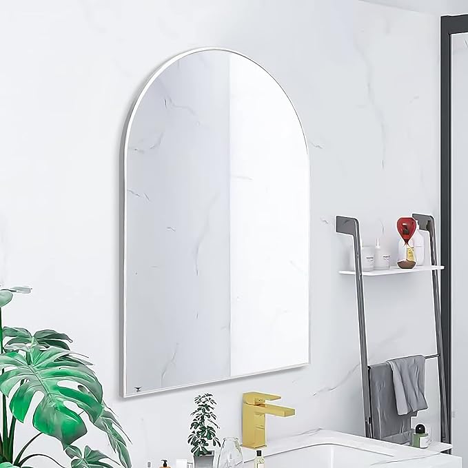 Arch Glass Mirror White Frame