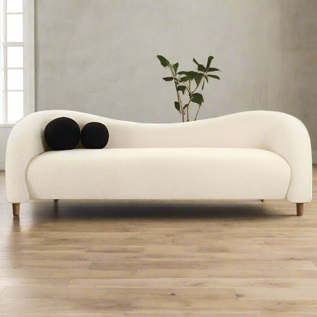 "Luxury wooden frame sofa with artisanal craftsmanship"
