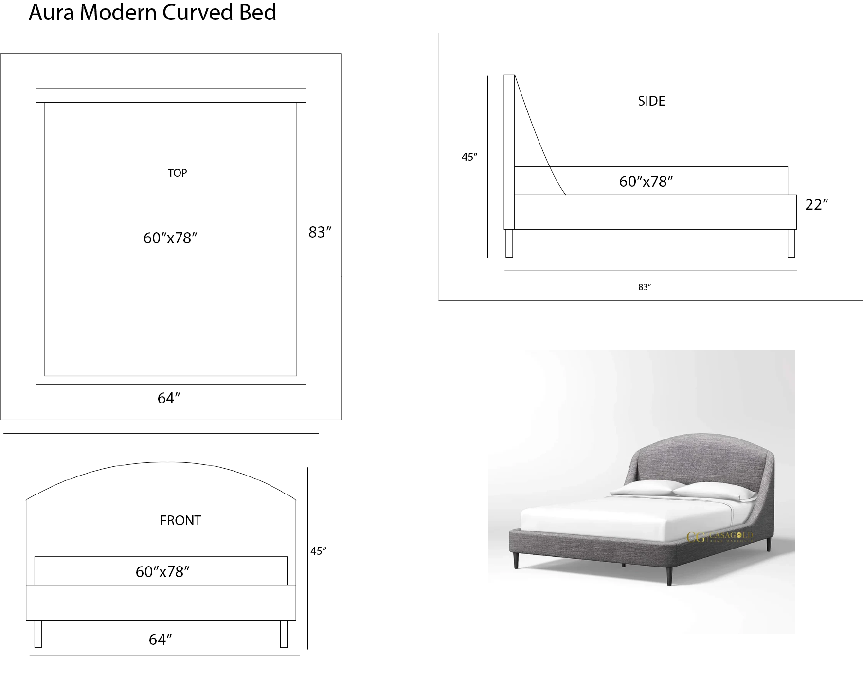 Aura Modern Curved Bed