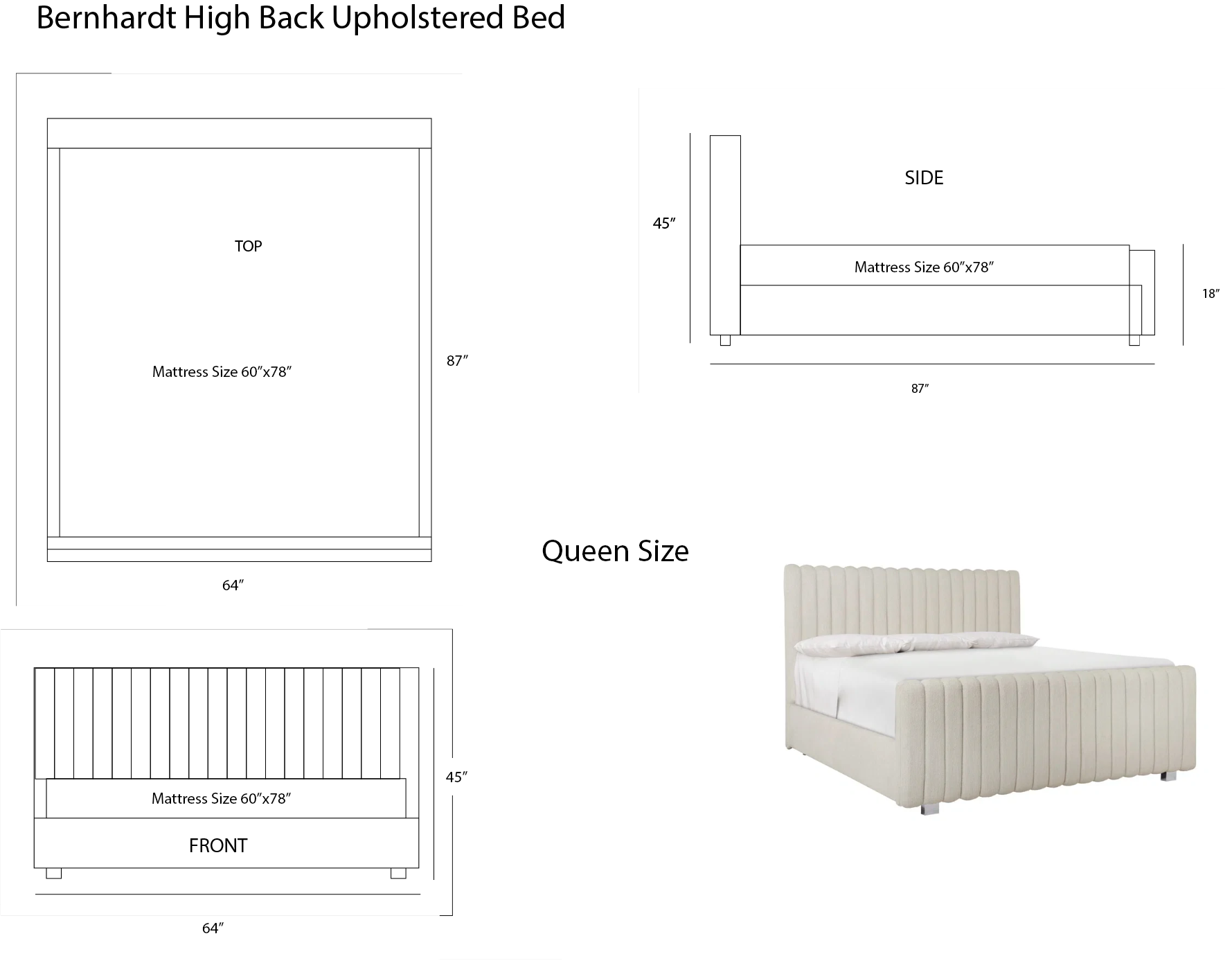 Bernhardt High Back Upholstered Bed
