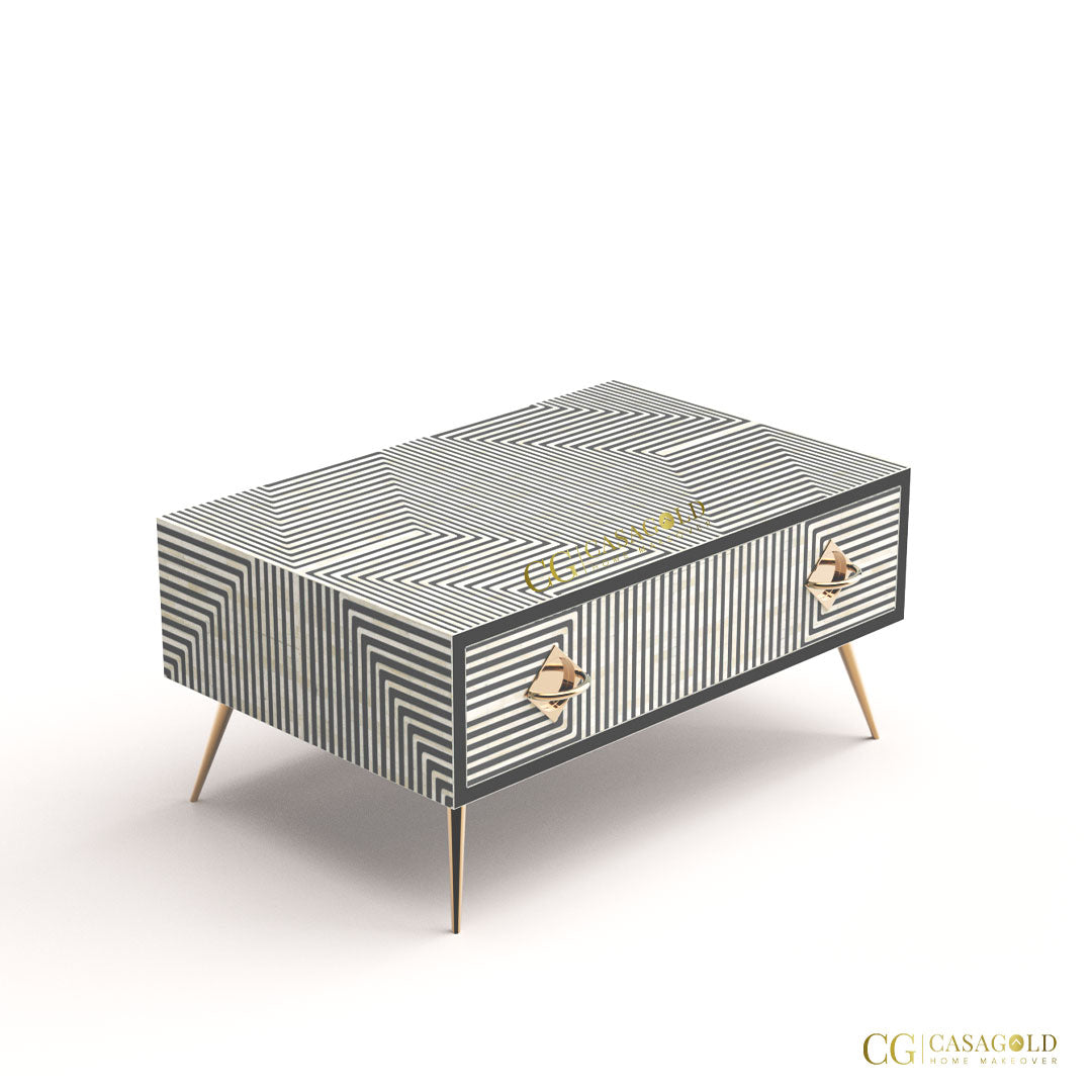 "Compact rectangular bone inlay coffee table perfect for small spaces"
