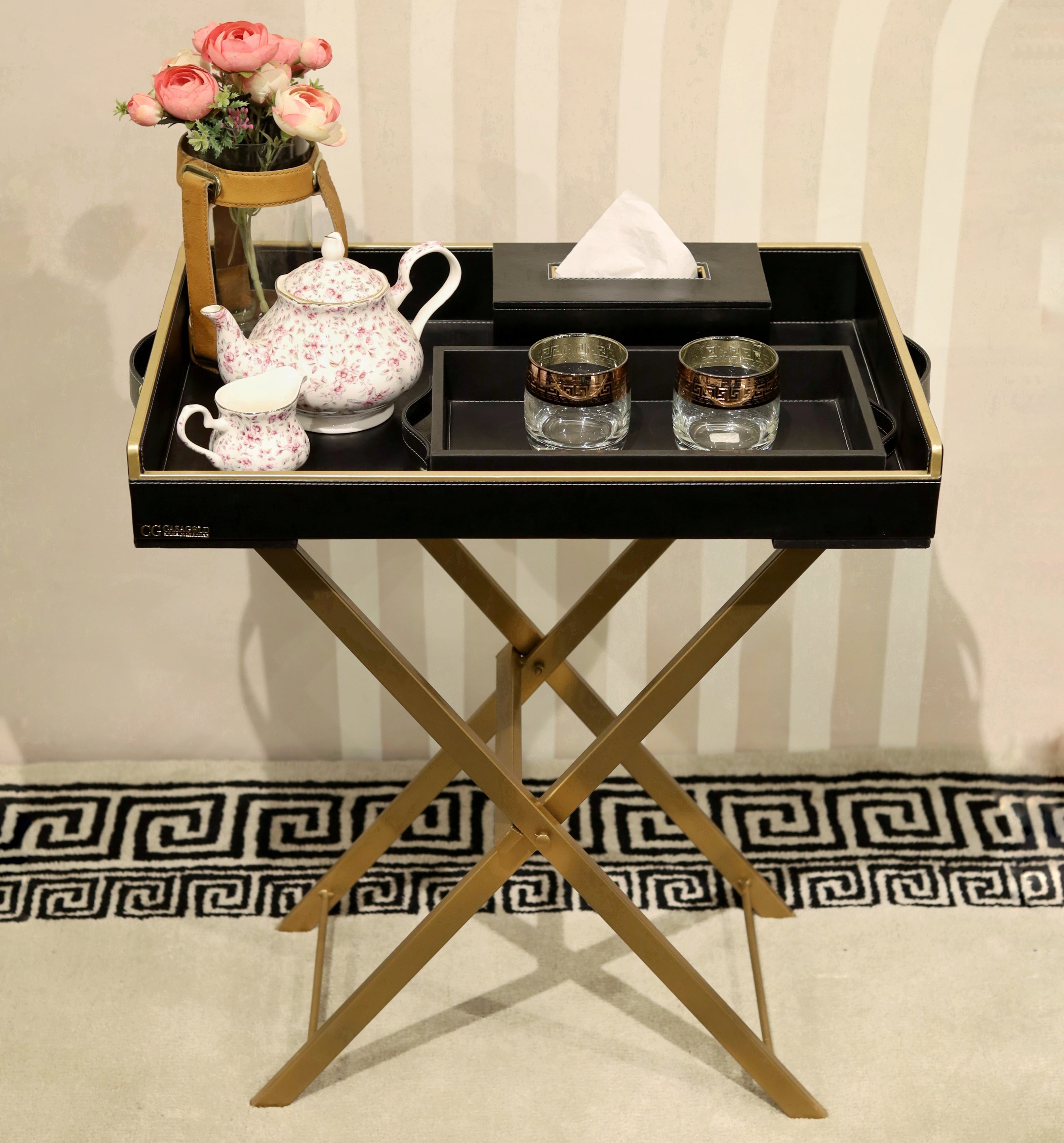 Black butler tray for versatile use in kitchen or living