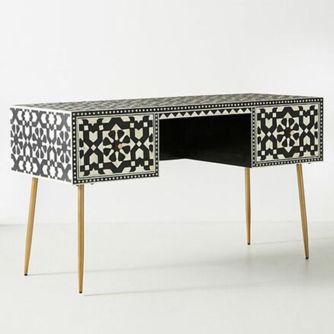 Black Mother of Pearl Inlay Writing Desk	