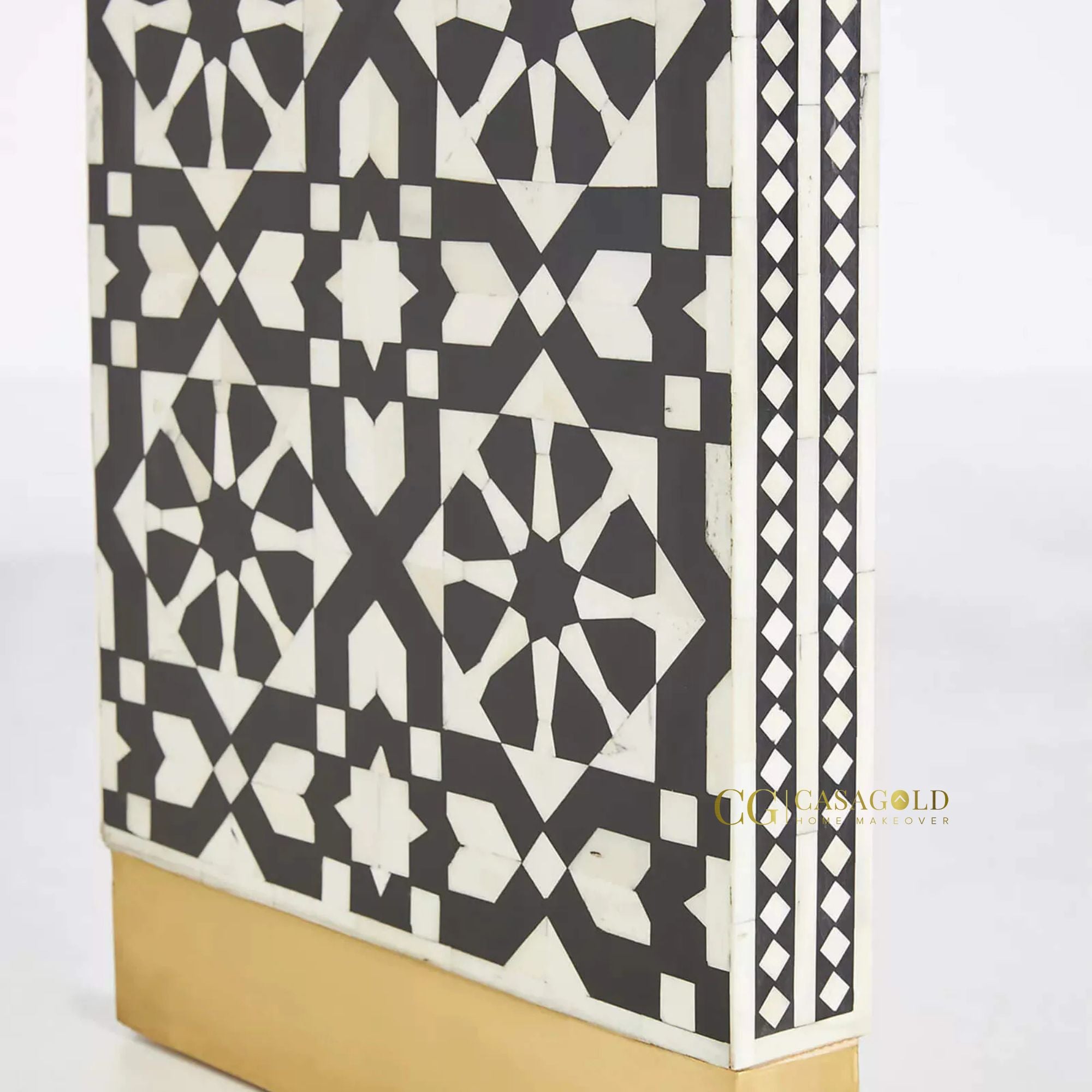 Black Rectangular Bone Inlay Console Desk for Modern Interiors
