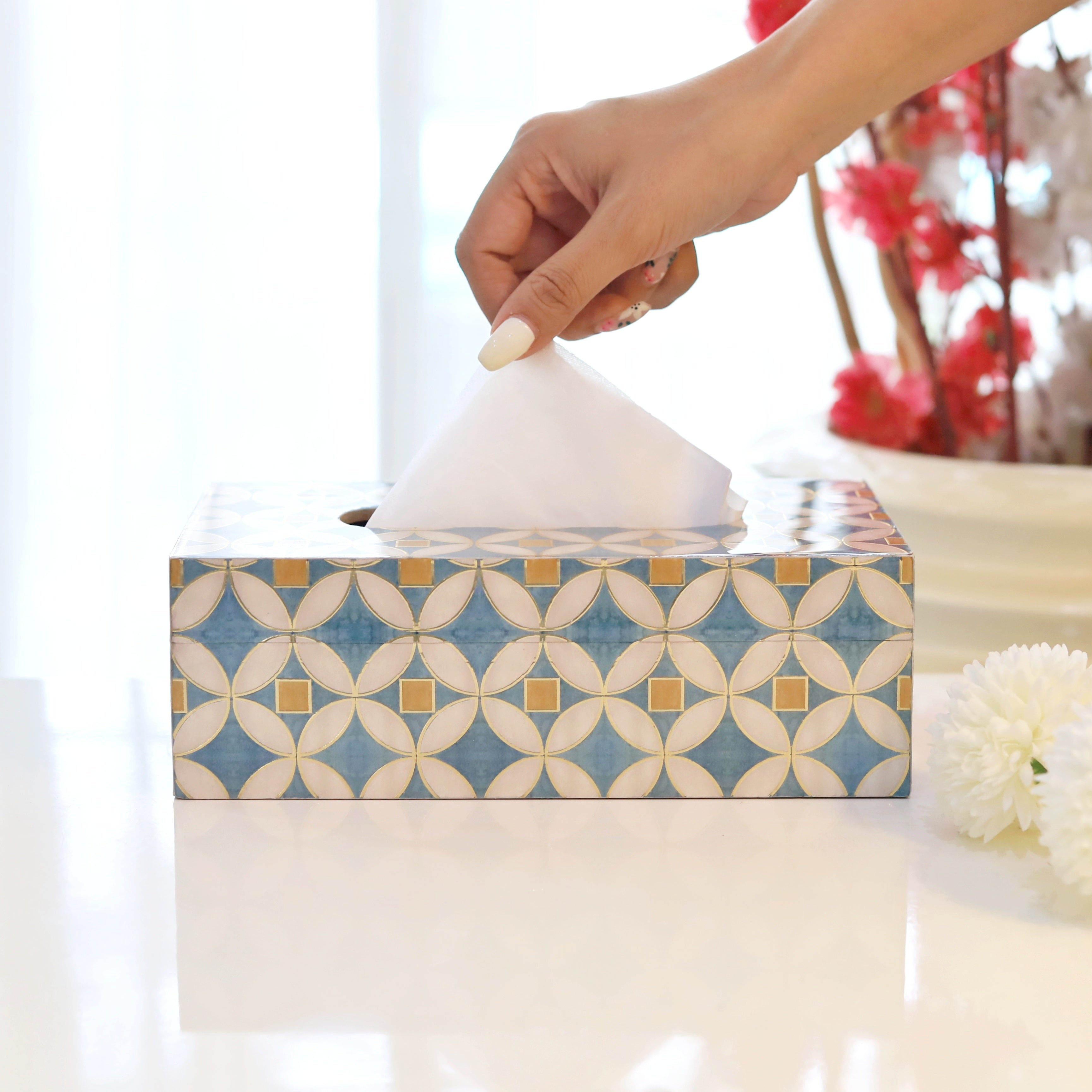 Blue & Mustard Tissue Box