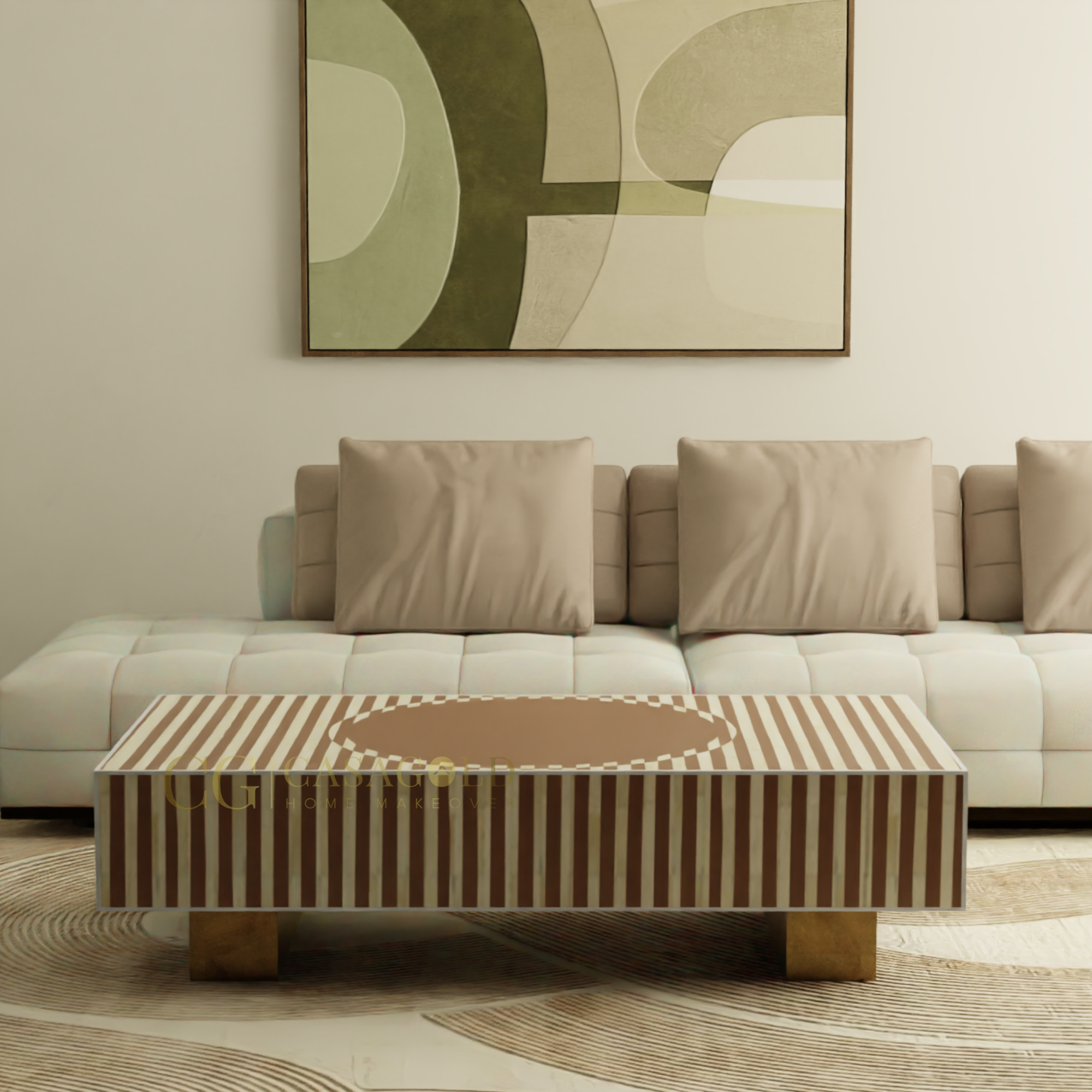 Bone Inlay Rectangular Coffee Table 