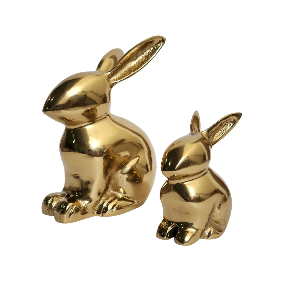 Brass bunny figurine with detailed carvings