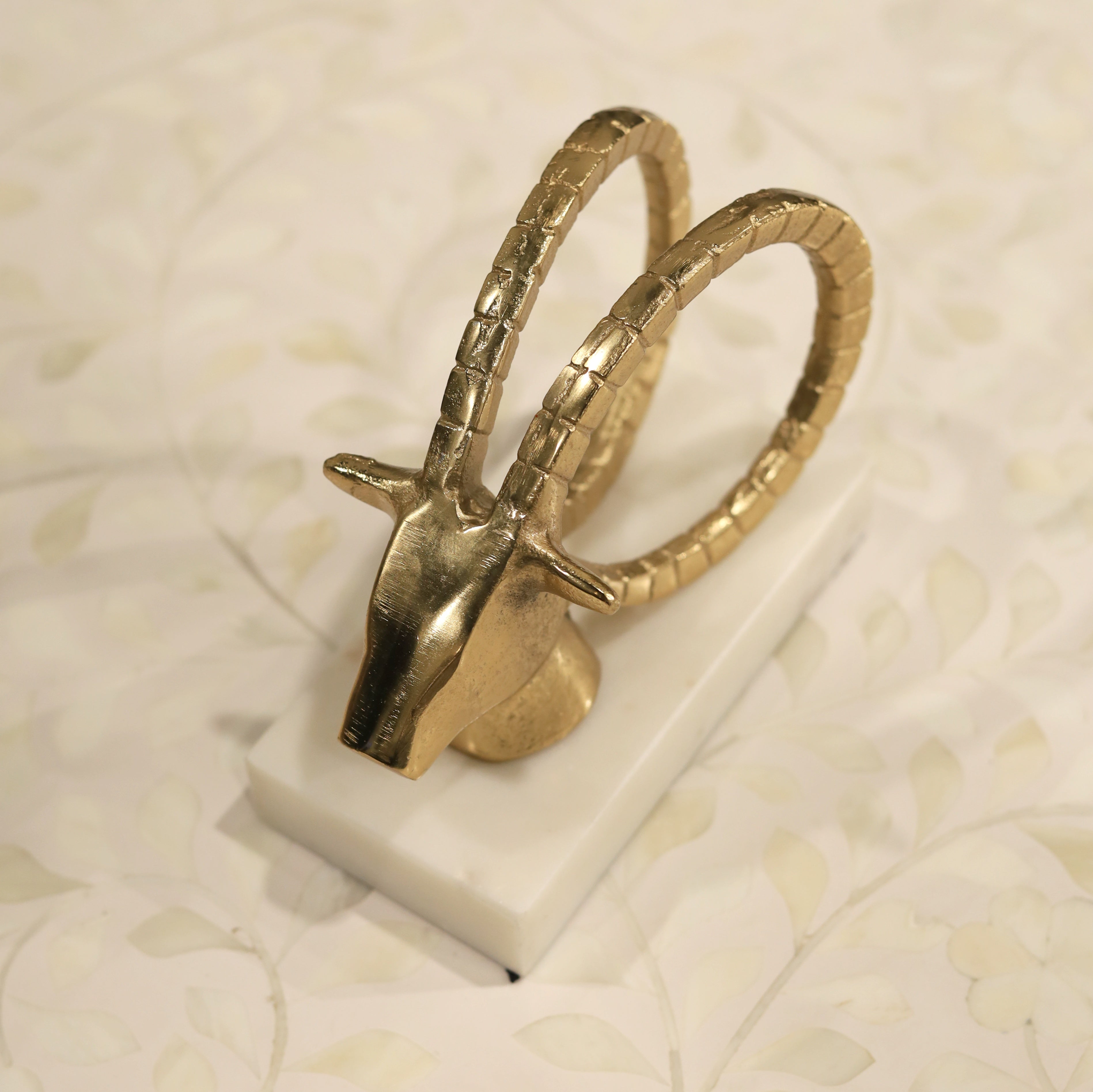 Brass ibex decor with antique finish
