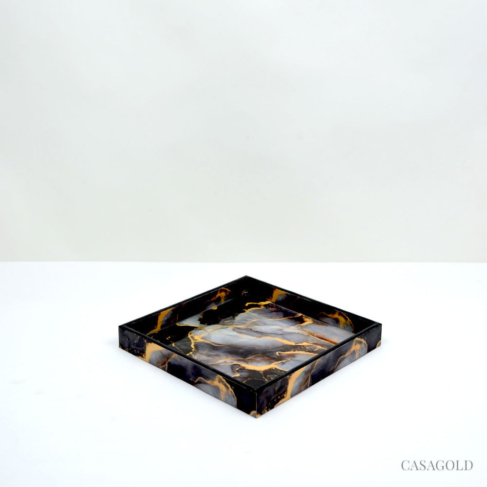 Bathroom Set Black Marble -  Wooden