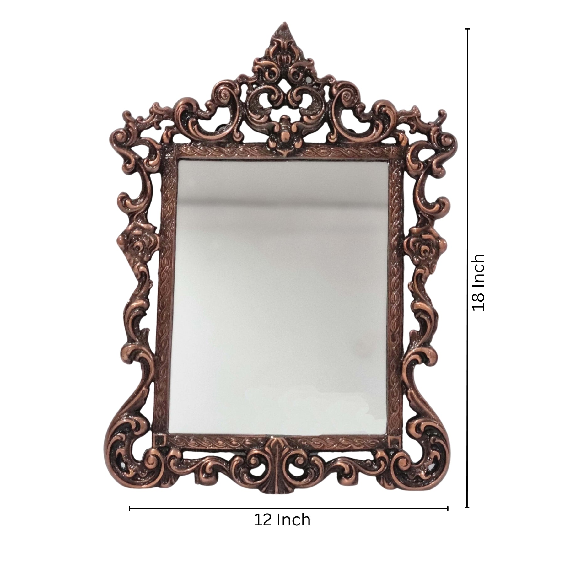 Carved Chambray Copper Glass Vintage Mirror	