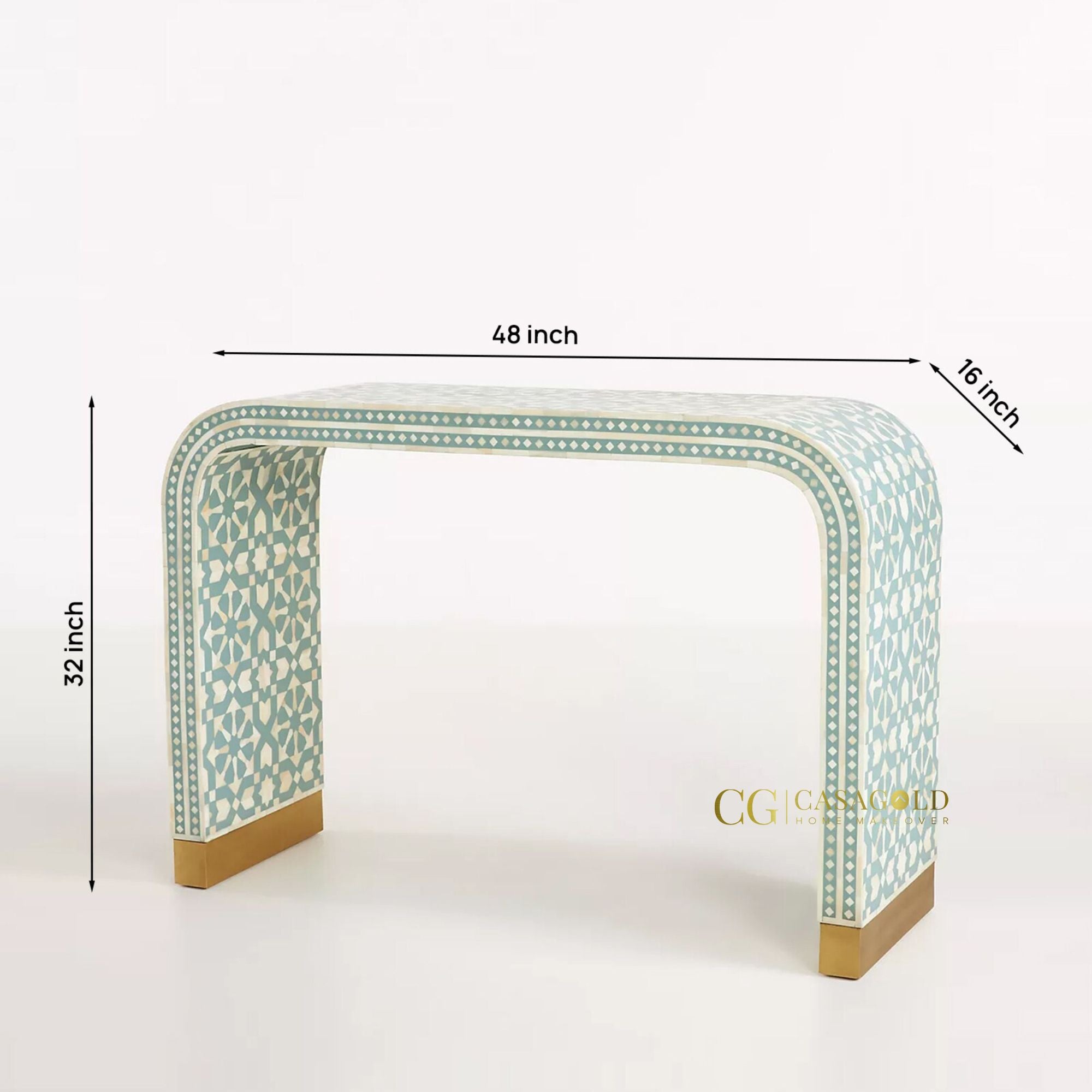 Classic White Bone Inlay Console Desk for Study and Decor
