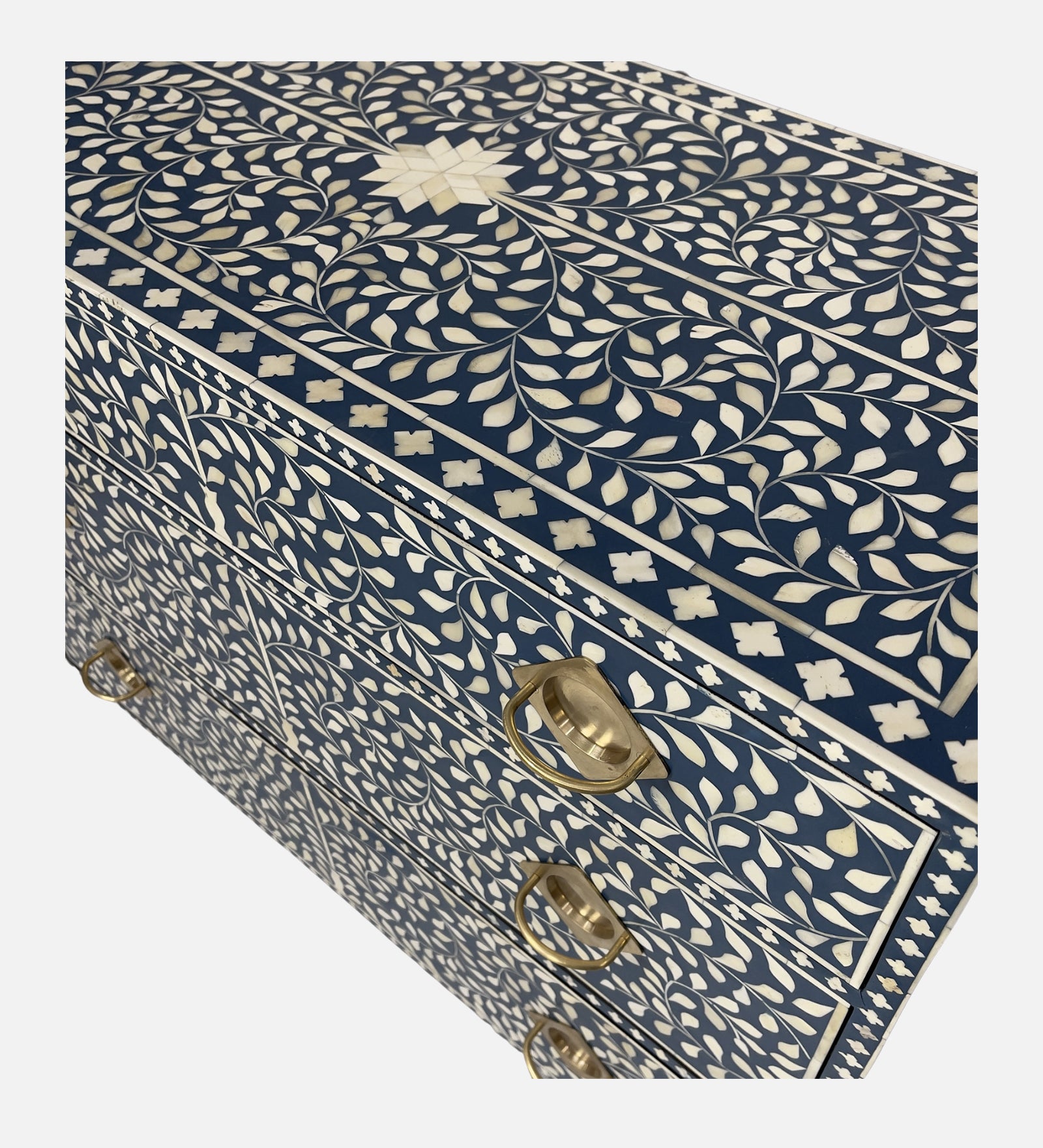 Classic blue and white bone inlay chest for storage and decor