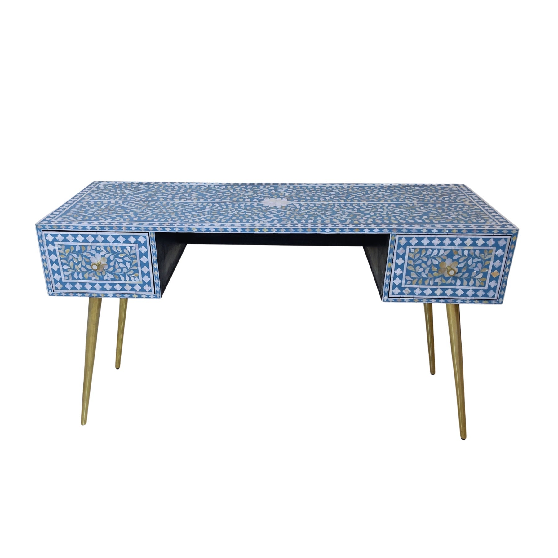 Cleo bone inlay executive desk with intricate handmade detailing