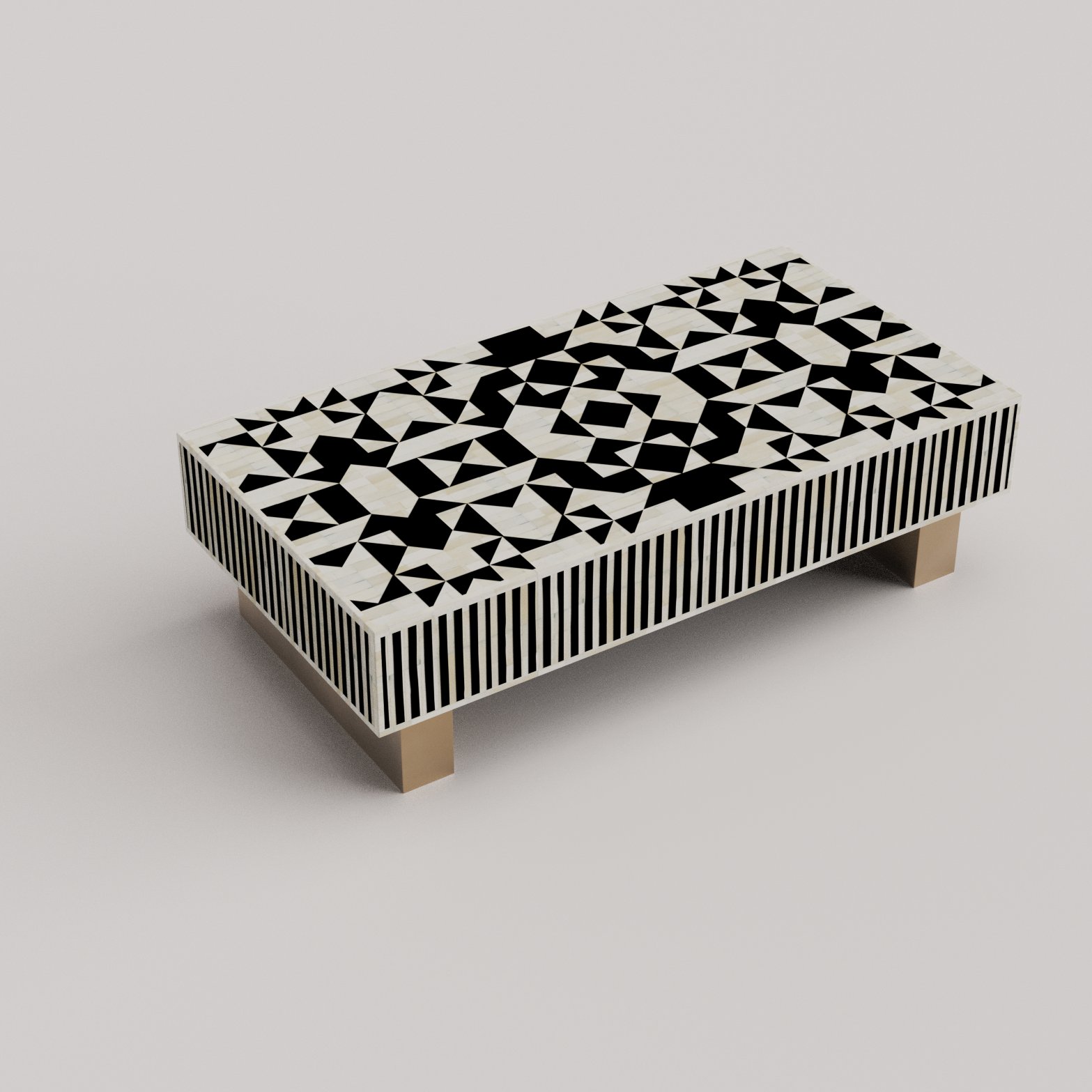 Compact Bone Inlay Coffee Table for Apartments	