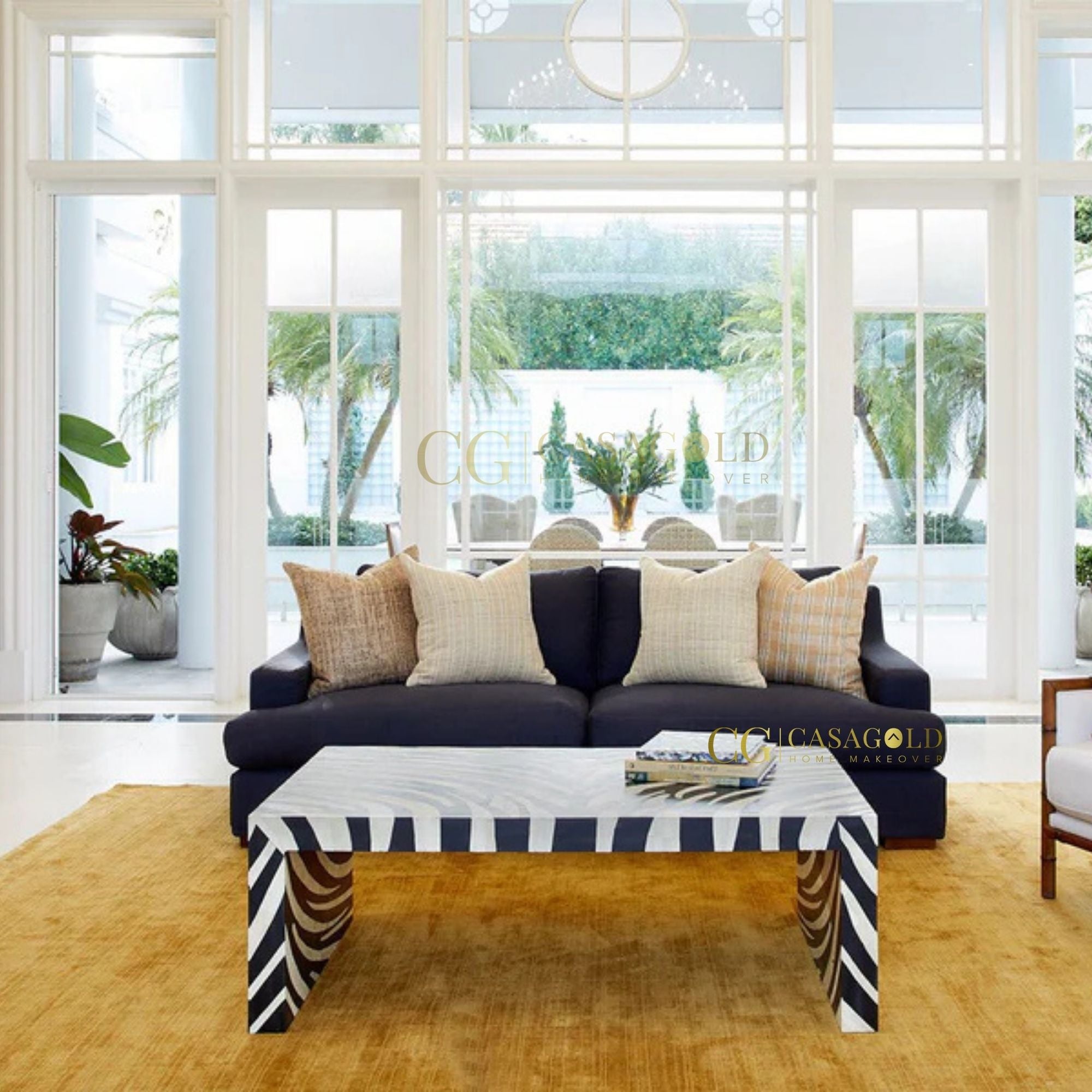 Contemporary black & white inlay coffee table for modern interiors

