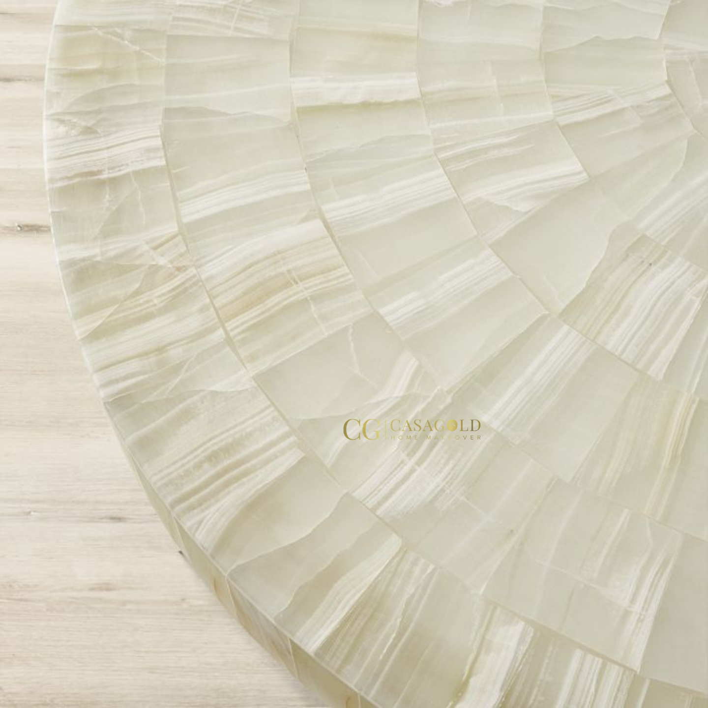 Elegant inlay effect center table in a modern living room