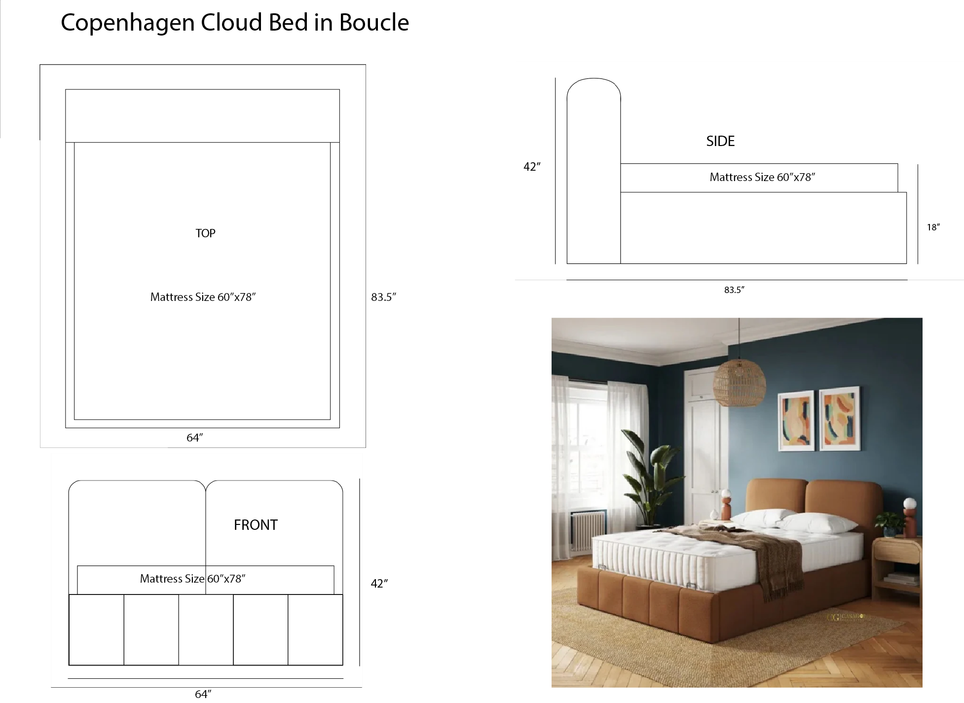 Copenhagen Cloud Bed in Boucle