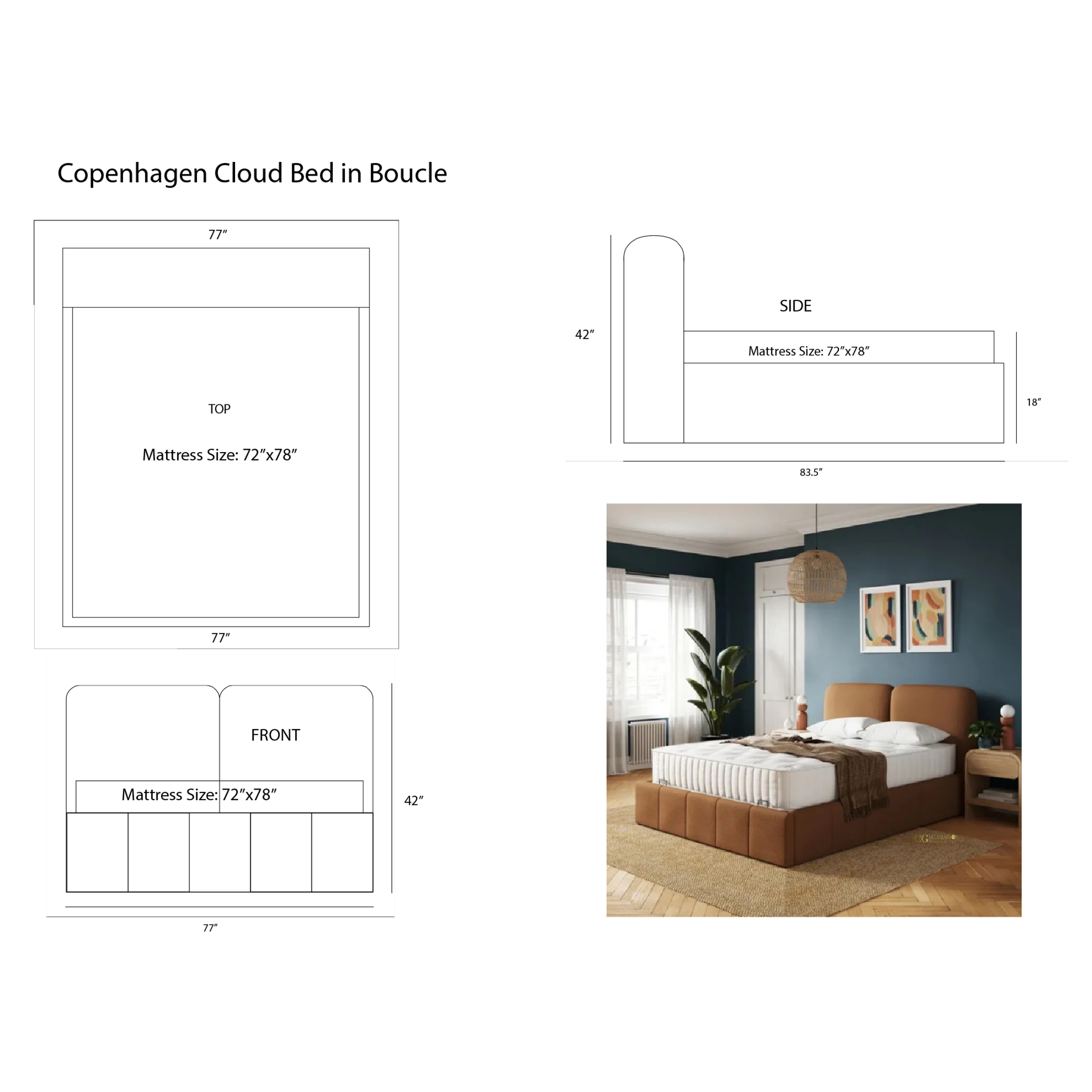 Copenhagen Cloud Bed in Boucle